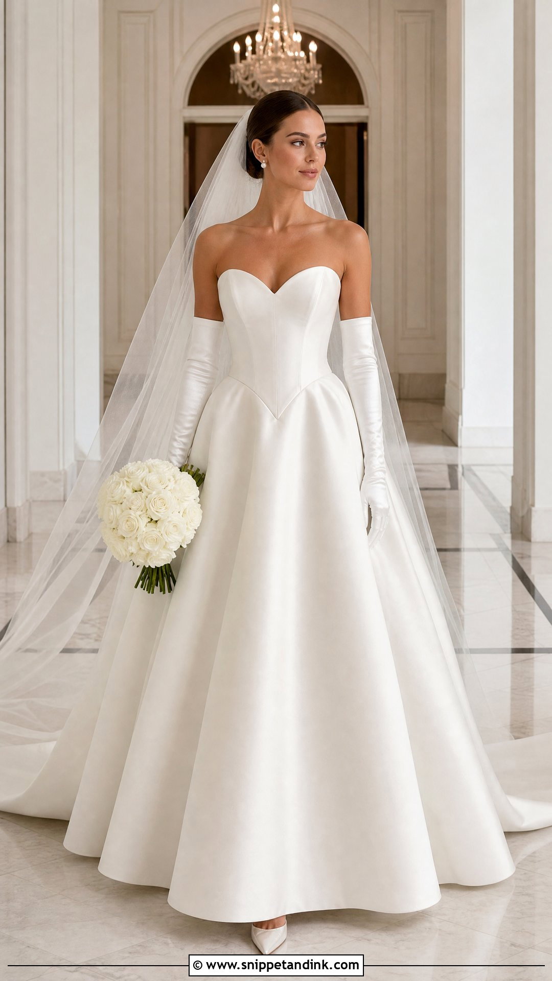 Basque Waist Satin A Line Wedding Dress - Snippet and Ink - 20 Satin Aline Wedding Dress Ideas