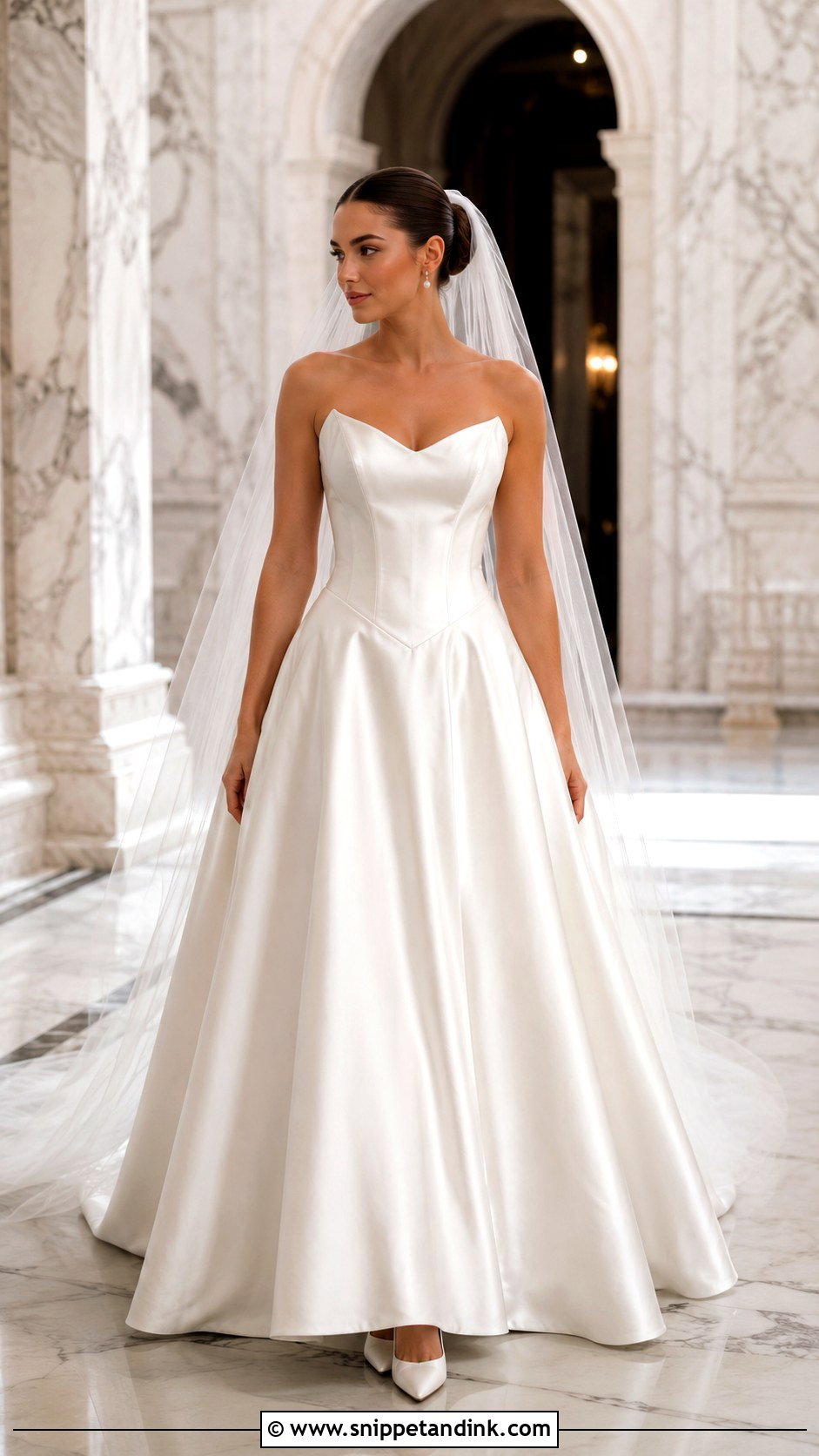 Basque Waist Satin A Line Wedding Dress - Snippet and Ink - 25 Satin a Line Wedding Dress Ideas