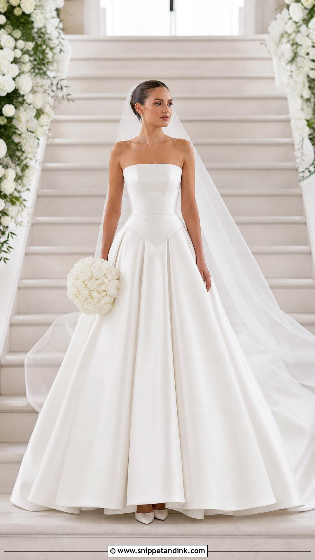 Basque Waist Satin Ball Gown - Snippet and Ink - 20 Plain Satin Wedding Dress Ideas