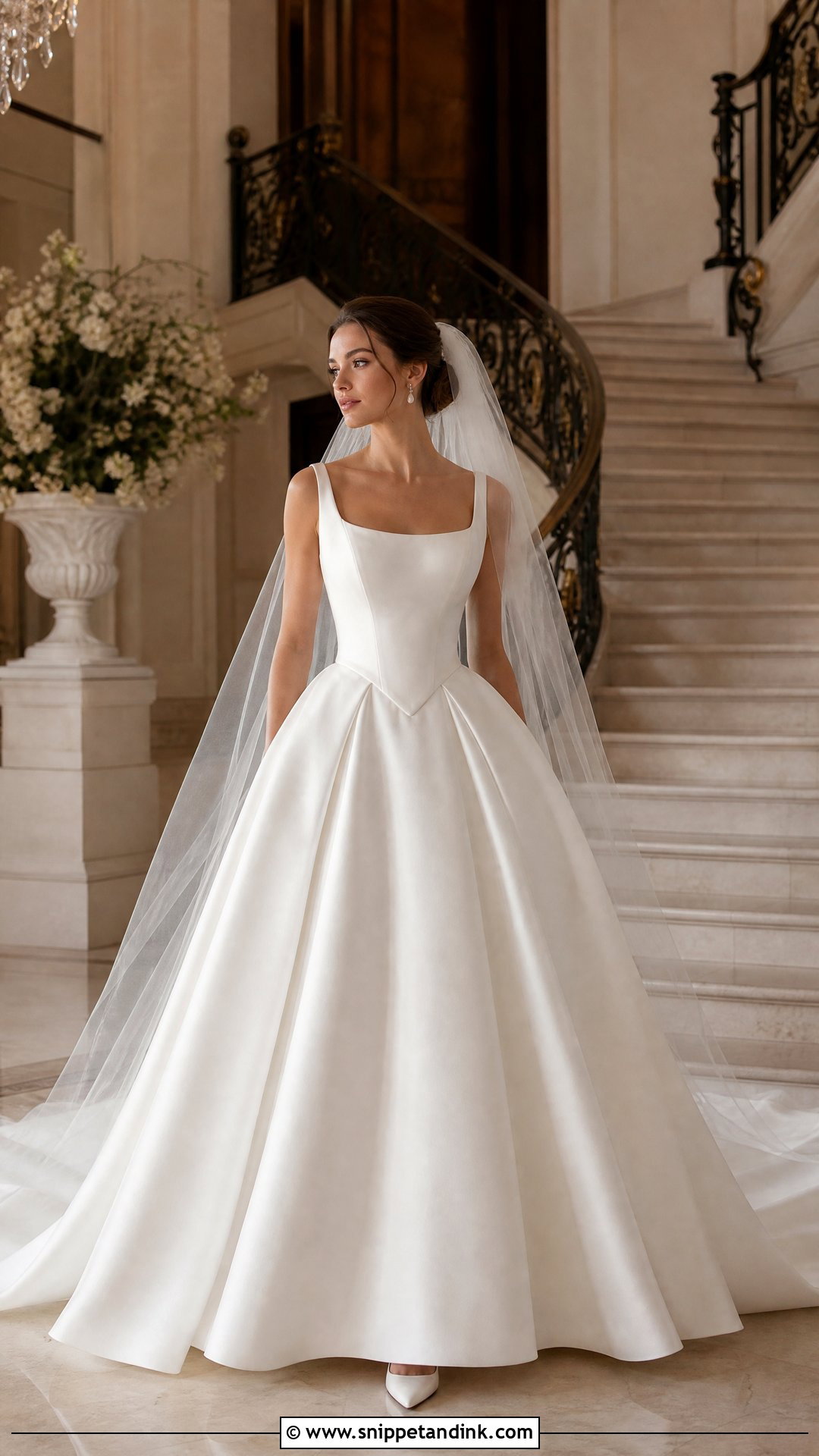 Basque Waist Satin Ball Gown - Snippet and Ink - 20 Simple Wedding Gowns Elegant Classy