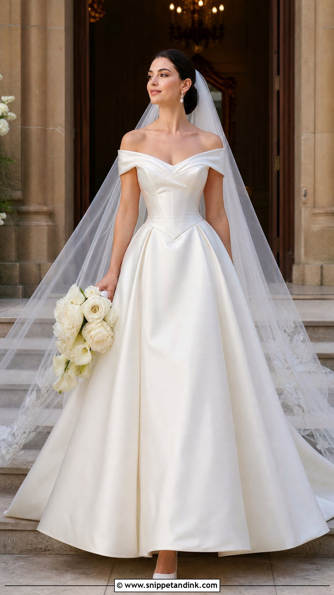 Basque Waist Satin Ballgown Wedding Dress - Snippet and Ink - 25 Satin Ballgown Wedding Dress Ideas
