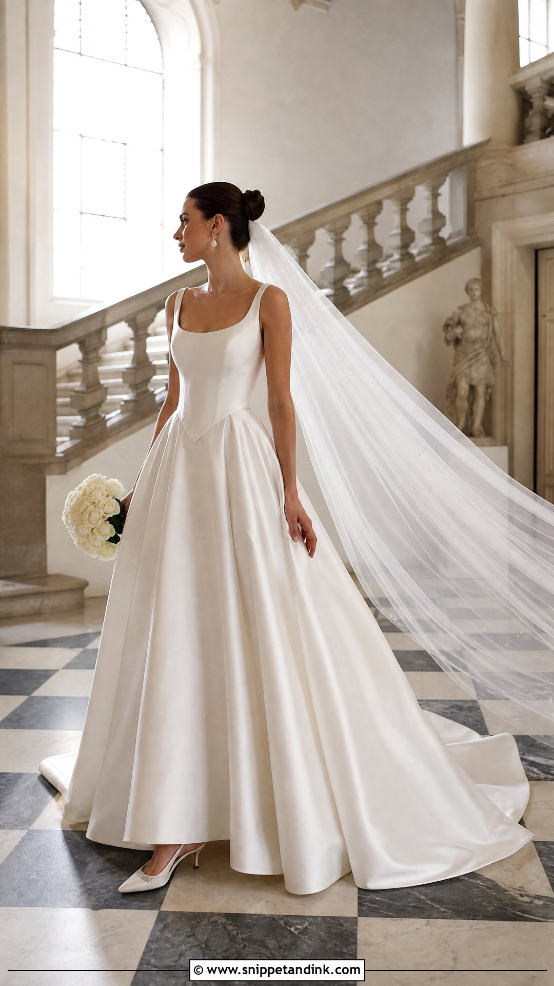 Basque Waist Satin Ballgown Wedding Dress - Snippet and Ink - 20 Wedding Gown Ballgown Ideas