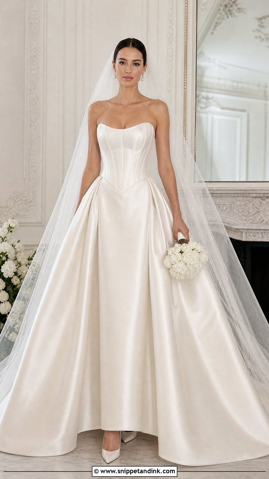 Basque Waist Satin Bridal Dress - Snippet and Ink - 20 Satin Bridal Dress Ideas