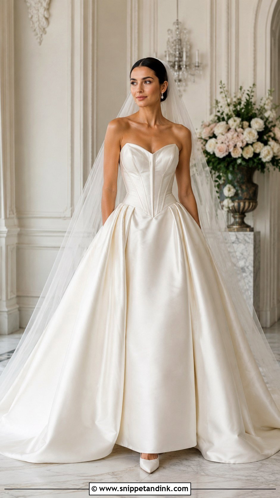 Basque Waist Satin Corset Wedding Dress - Snippet and Ink - 25 Satin Corset Wedding Dress Ideas