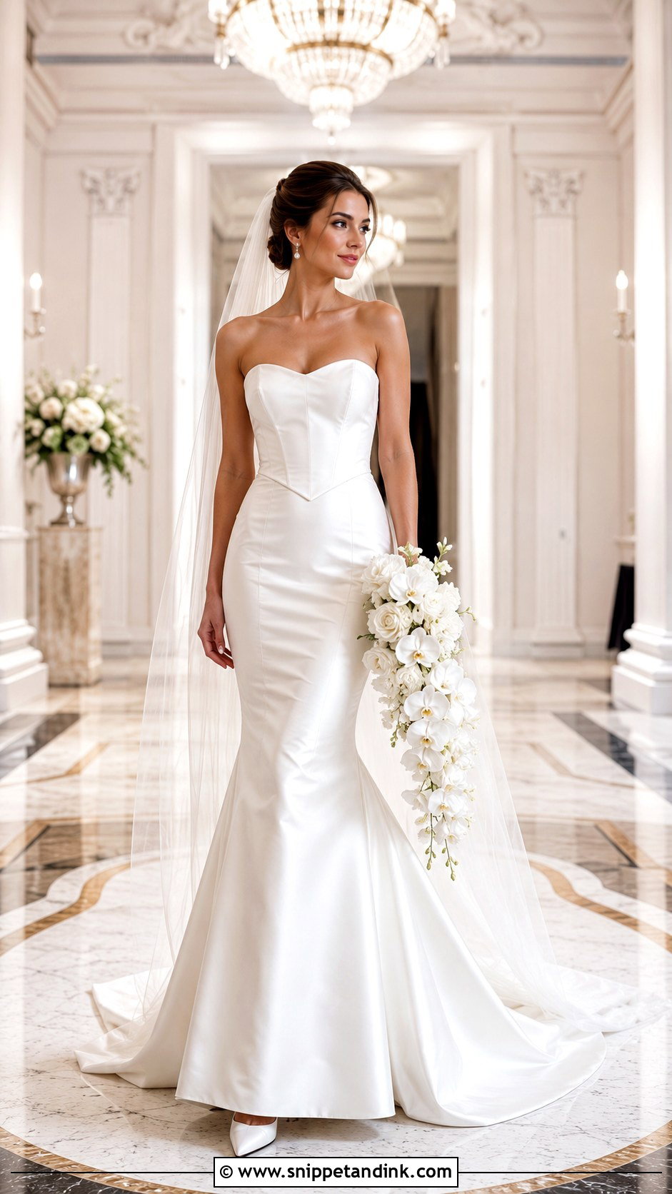 Basque Waist Satin Fish Tail Wedding Dress - Snippet and Ink - 20 Fish Tail Wedding Dress Ideas