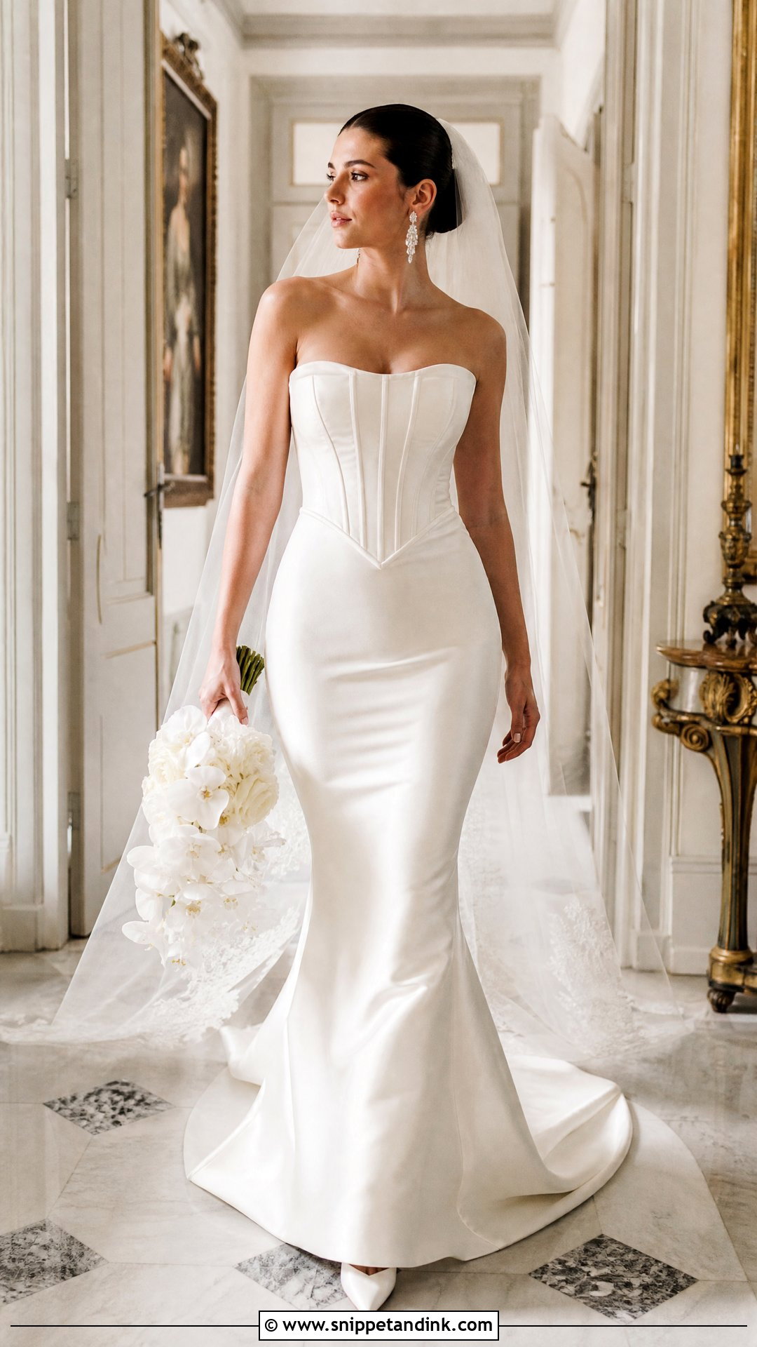 Basque Waist Satin Fitted Wedding Dress - Snippet and Ink - 20 Satin Fitted Wedding Dress Ideas