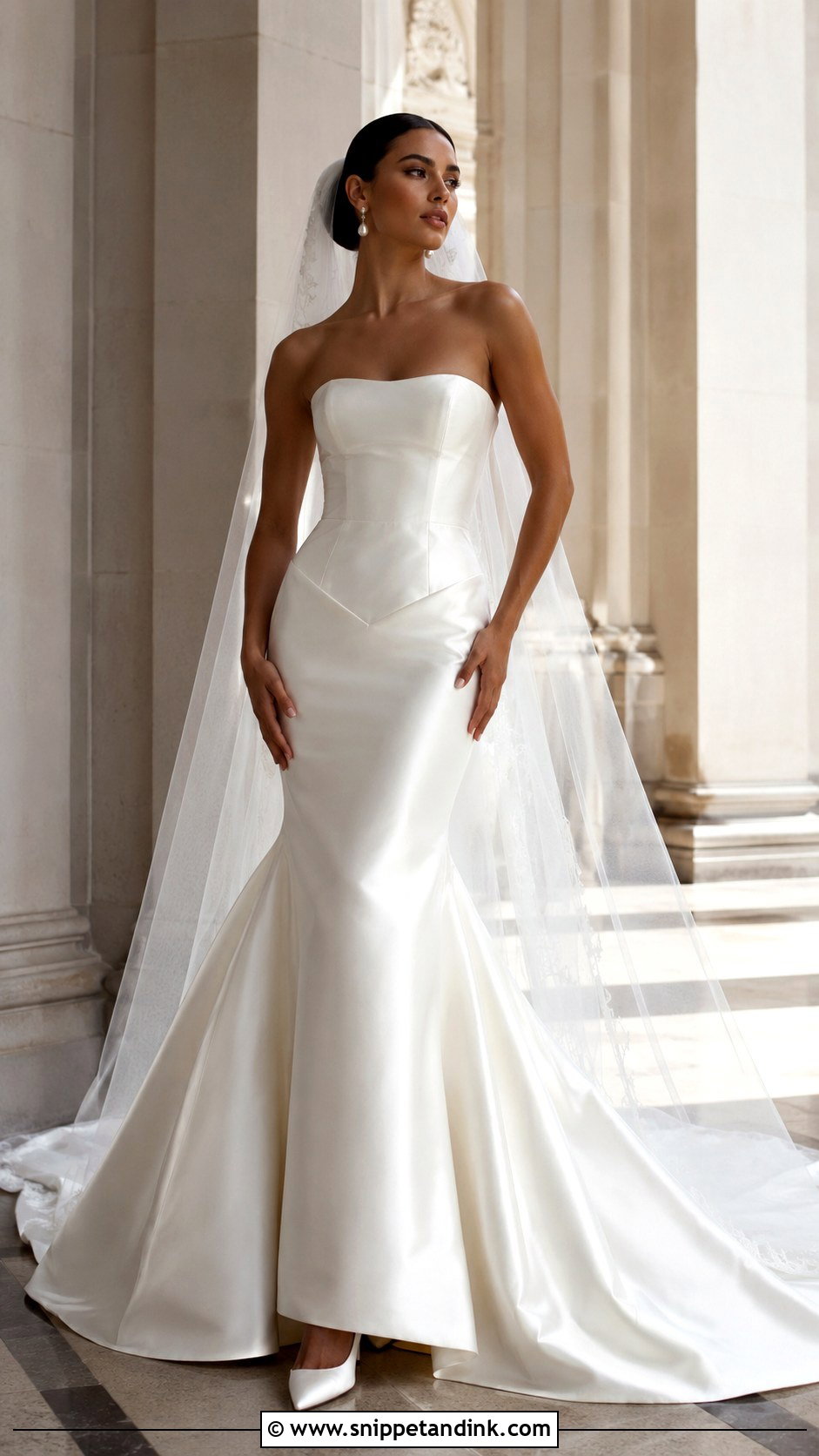Basque Waist Satin Mermaid Wedding Dress - Snippet and Ink - 25 Satin Mermaid Wedding Dress Ideas