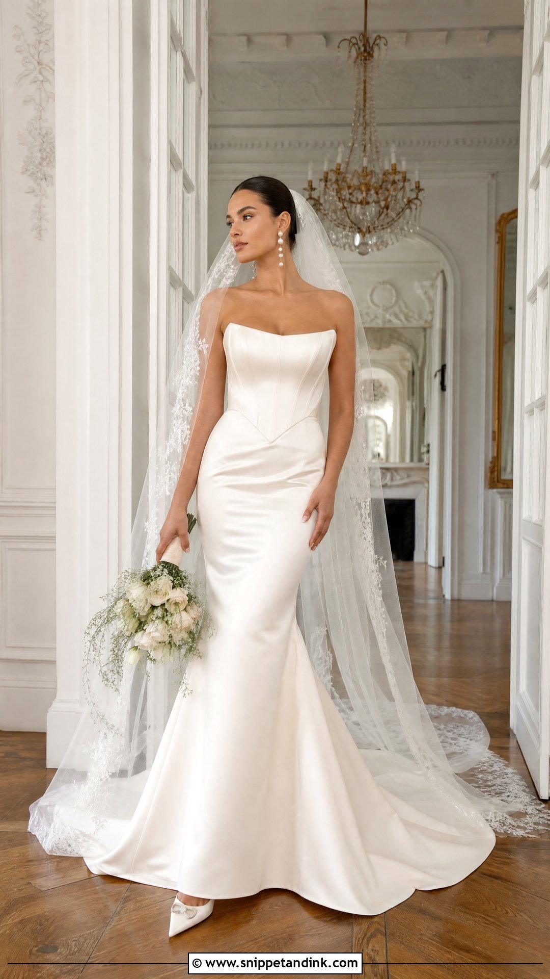 Basque Waist Satin Mermaid Wedding Gown - Snippet and Ink - 20 Satin Wedding Gown Mermaid Ideas