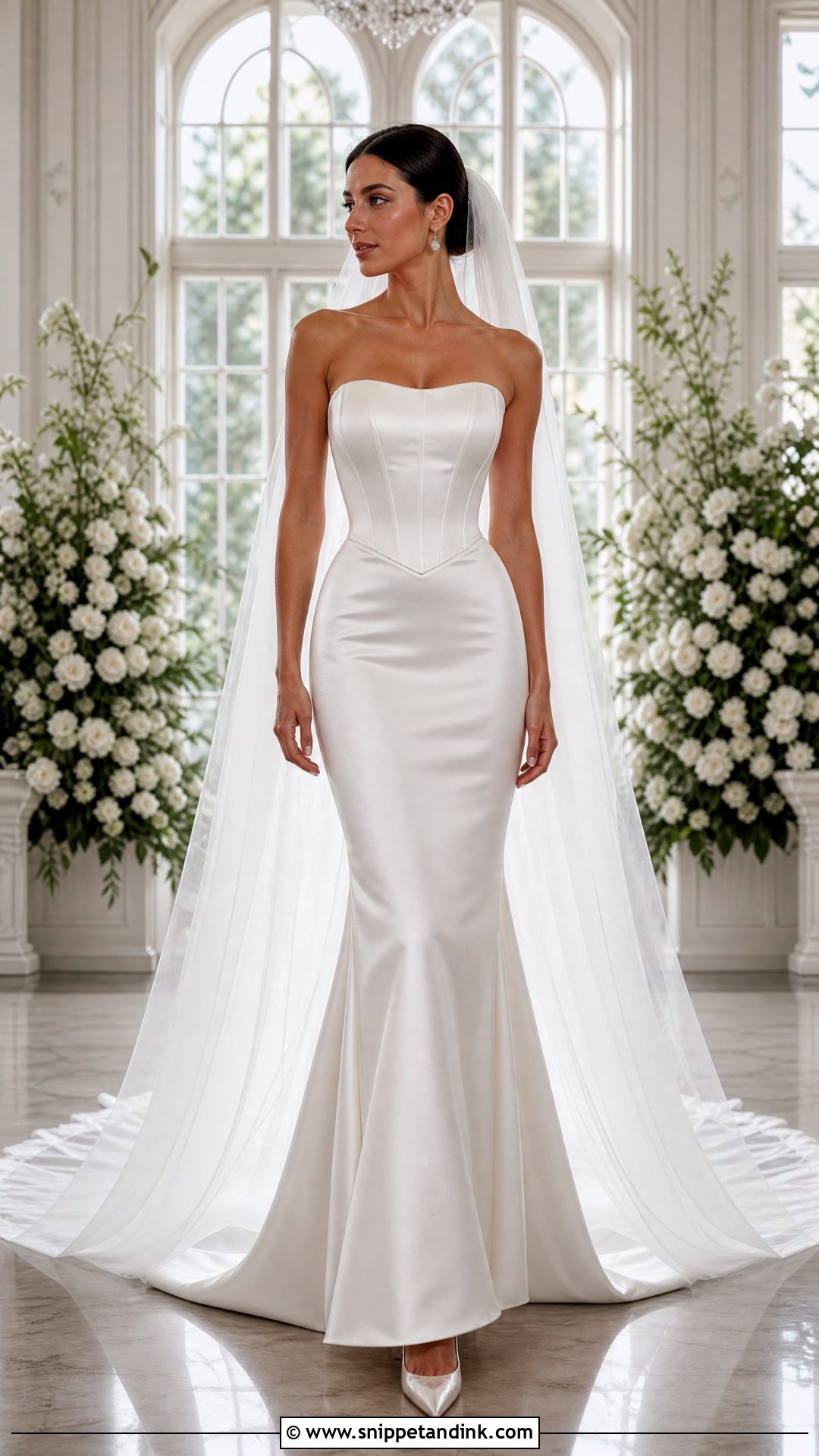 Basque Waist Satin Slim Fit Wedding Dress - Snippet and Ink - 20 Slim Fit Wedding Dress Ideas