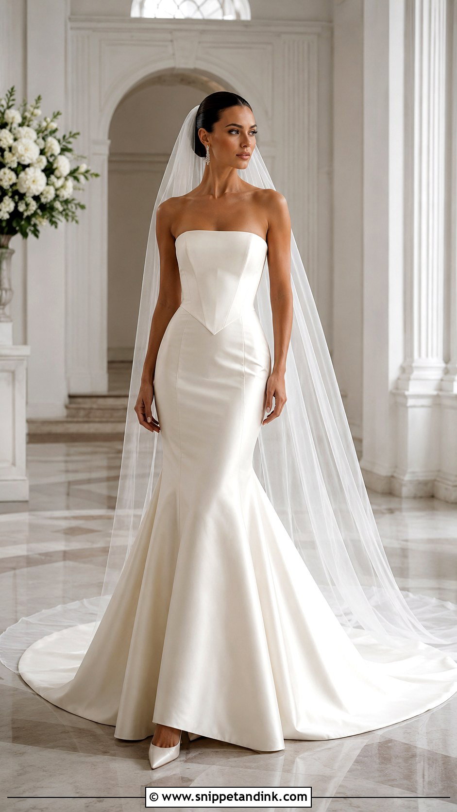 Basque Waist Satin Trumpet Wedding Dress - Snippet and Ink - 20 Form Fitting Wedding Dresses
