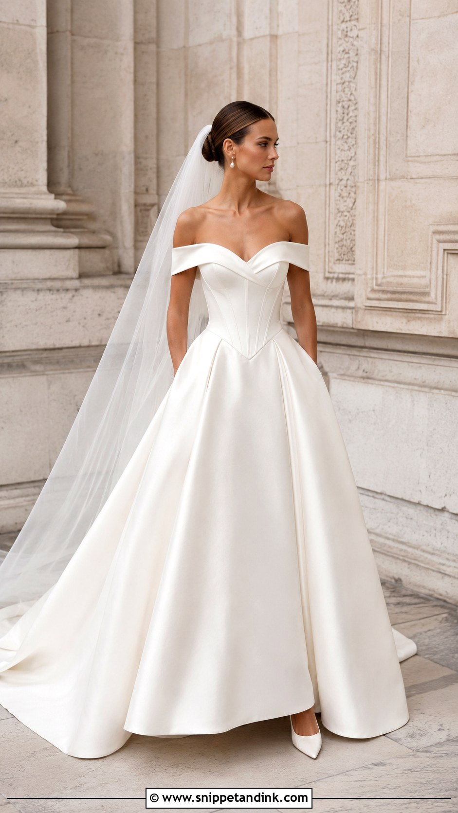 Basque Waist Satin Wedding Dress - Snippet and Ink - 20 Vintage Satin Wedding Dress Ideas