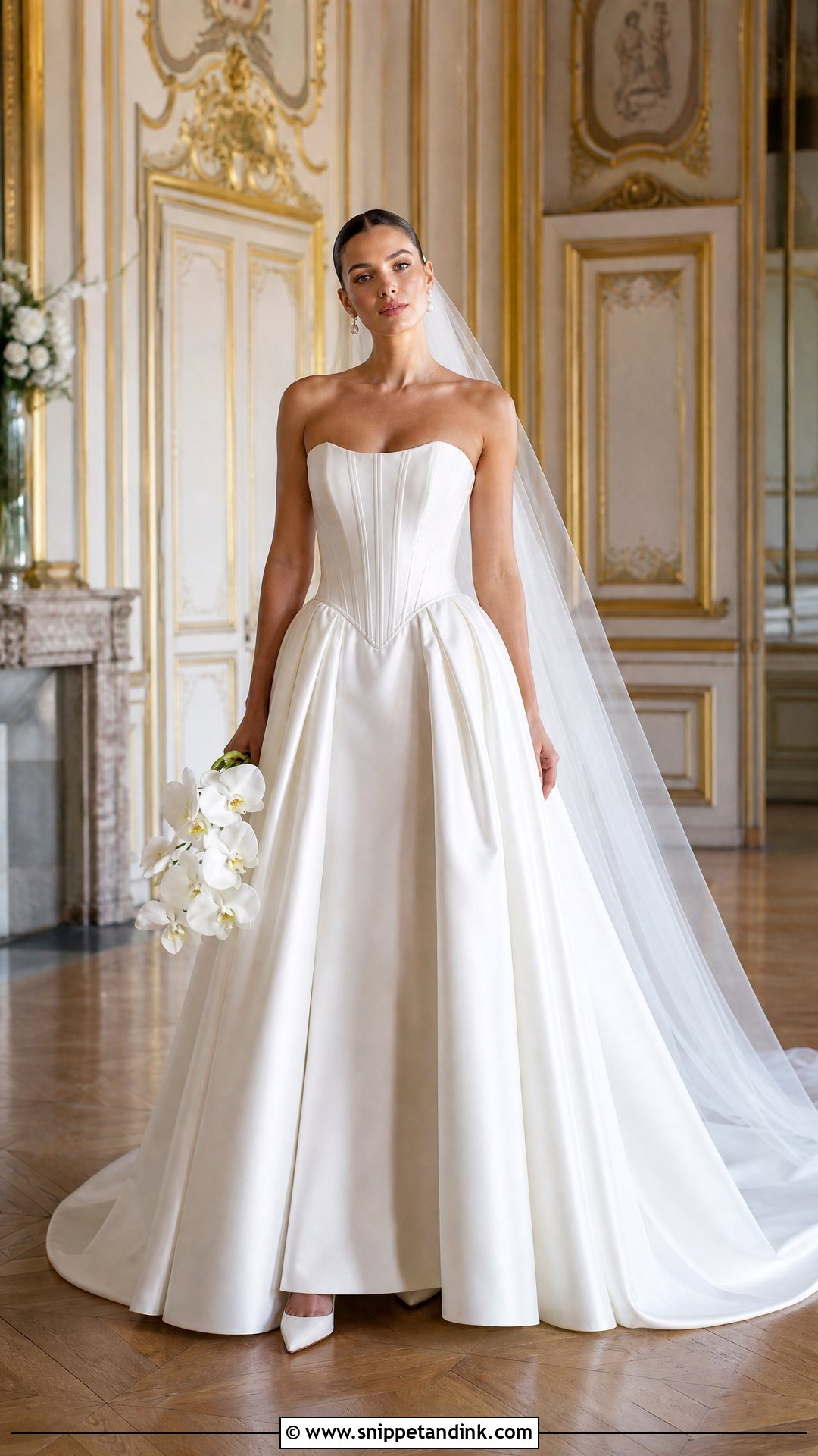 Basque Waist Satin Wedding Dress - Snippet and Ink - 20 France Wedding Dress Ideas