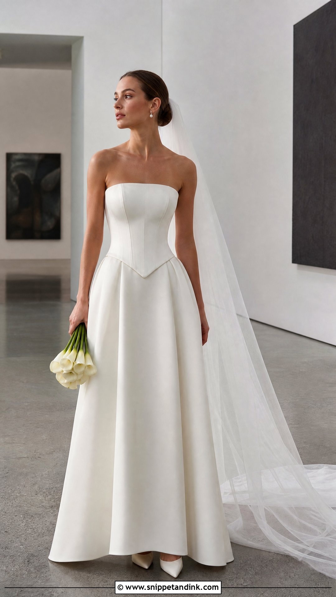 Basque Waist Satin Wedding Dress - Snippet and Ink - 20 Scandinavian Wedding Dress Ideas