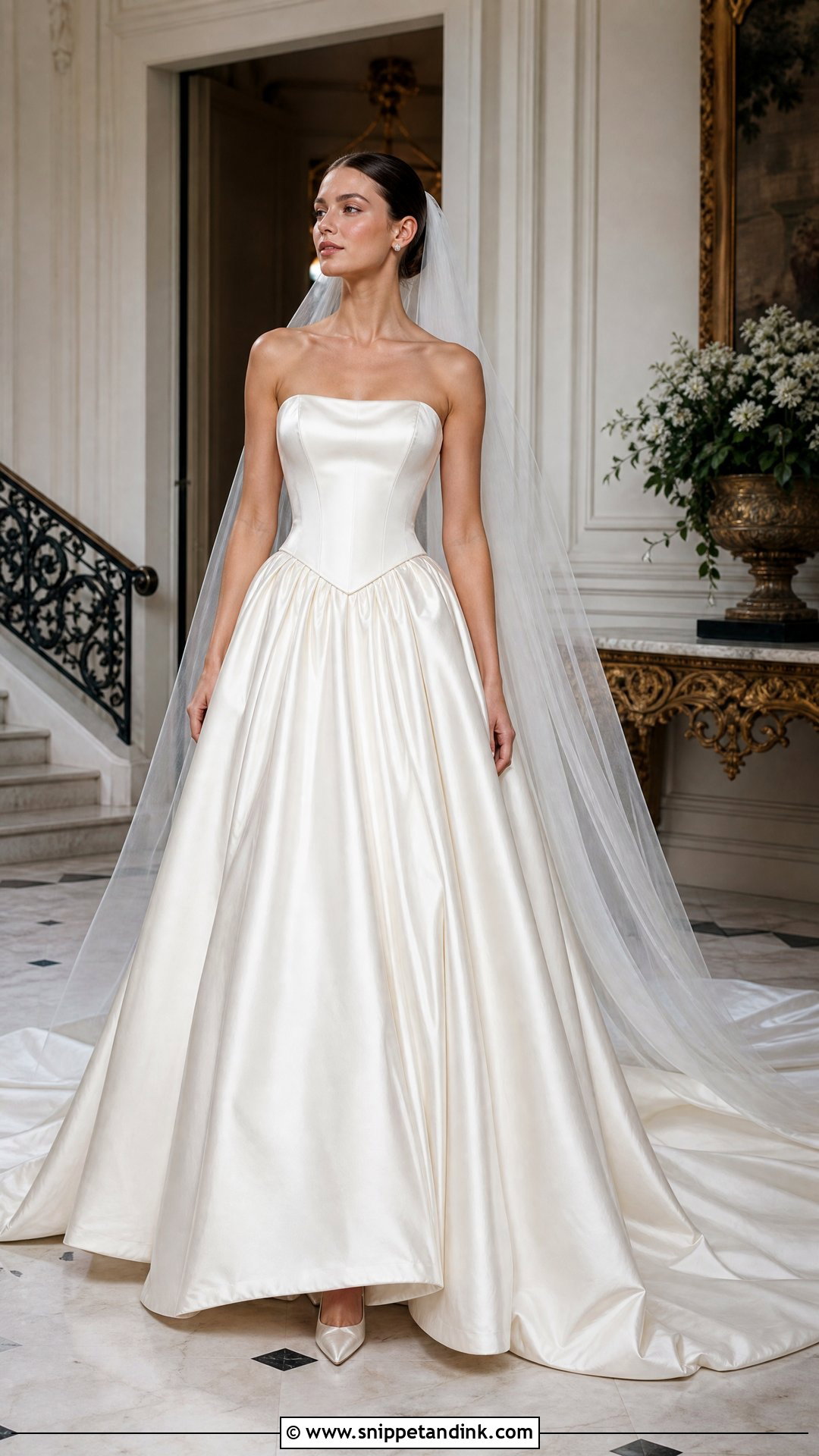 Basque Waist Satin Wedding Dress - Snippet and Ink - 20 Silky Satin Wedding Dress Ideas