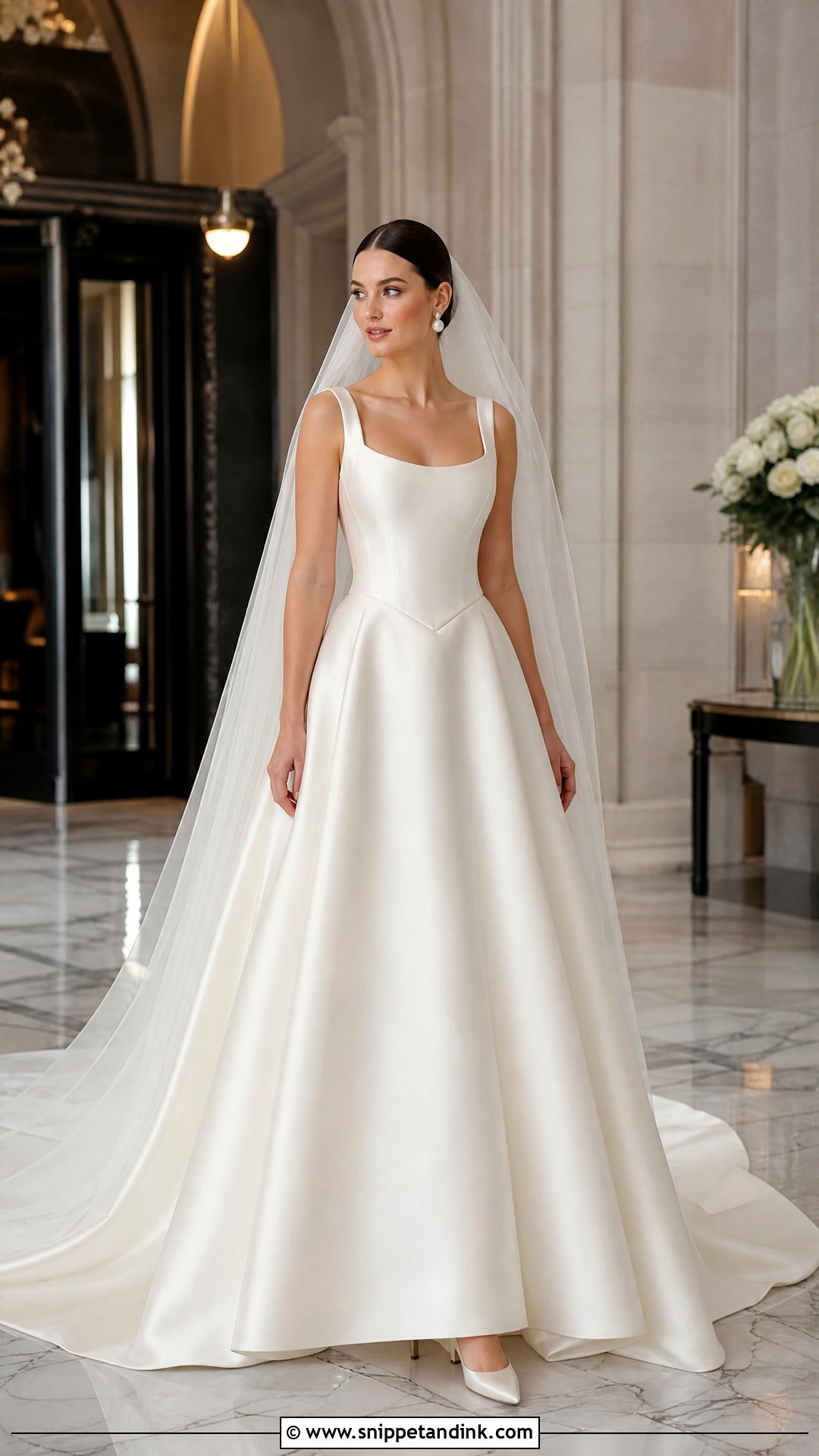 Basque Waist Satin Wedding Dress - Snippet and Ink - 20 Simple Sleek Wedding Dress Ideas