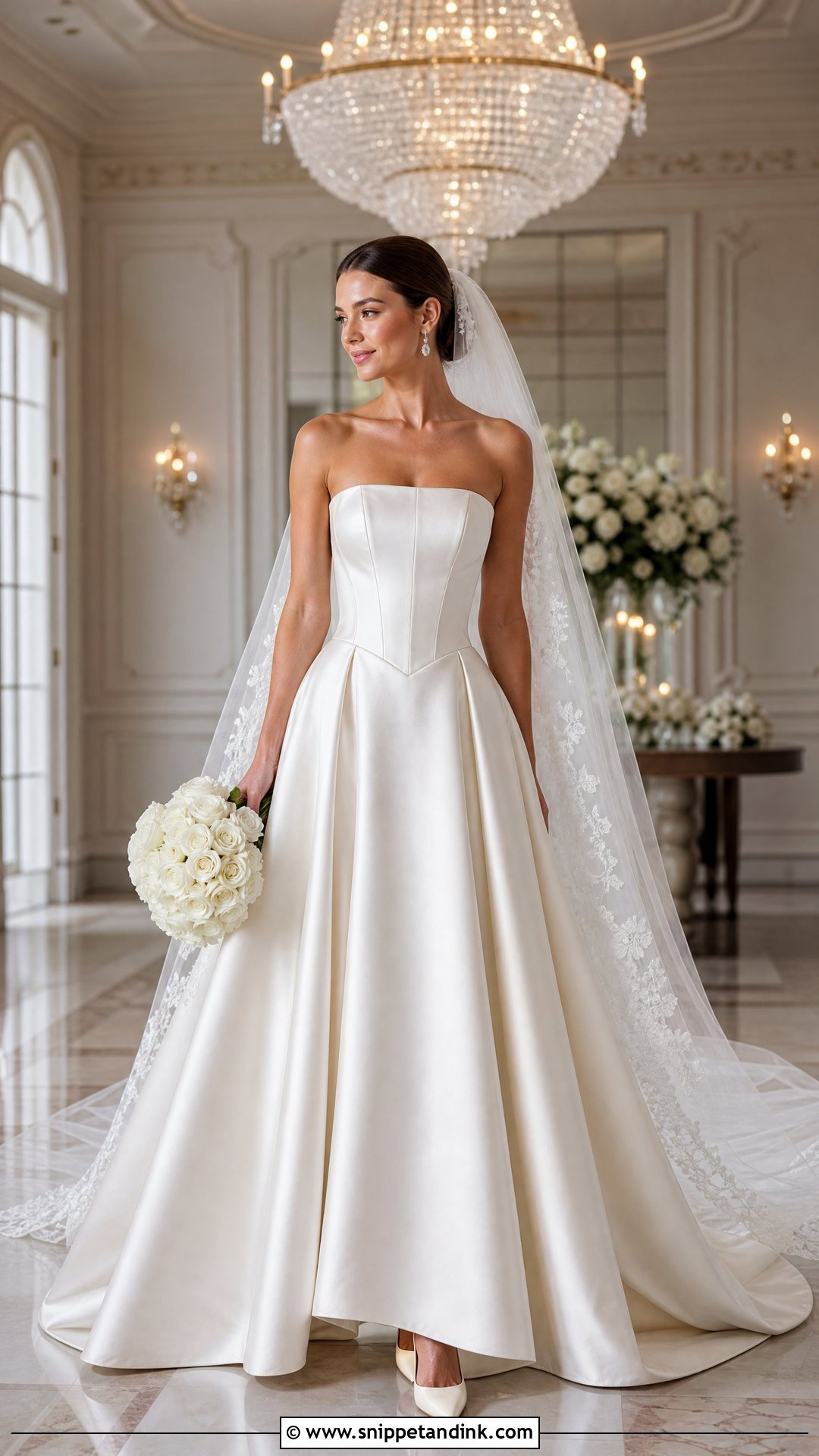 Basque Waist Satin Wedding Dress - Snippet and Ink - 20 Sleek Modern Wedding Dress Ideas