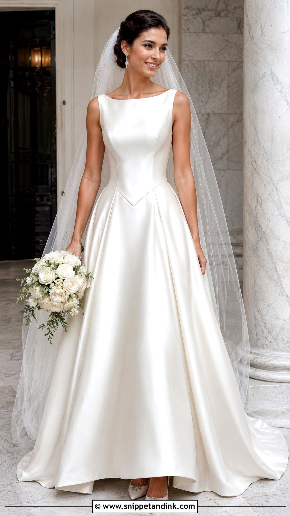 Basque Waist Satin Wedding Dress - Snippet and Ink - 25 Classic Satin Wedding Dress Ideas