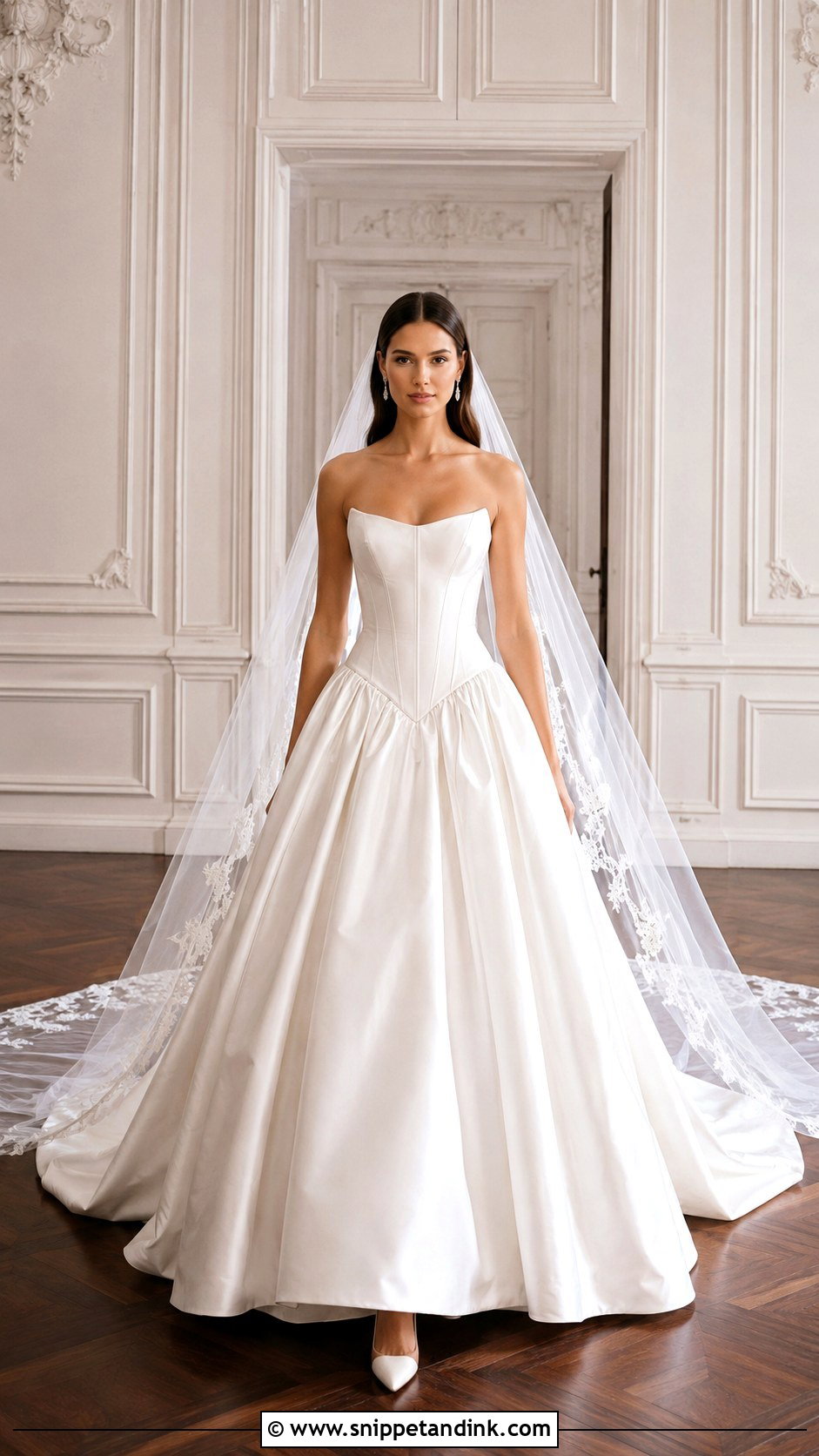 Basque Waist Satin Wedding Dress - Snippet and Ink - 20 Extravagant Wedding Dress Ideas