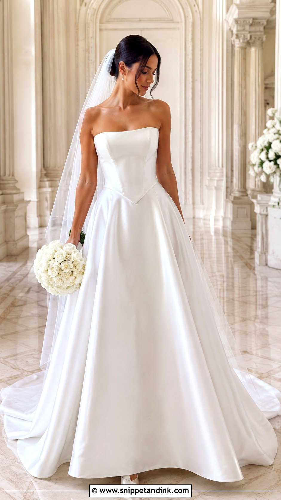 Basque Waist Satin Wedding Gown - Snippet and Ink - 20 Modern Minimalist Wedding Gown Ideas