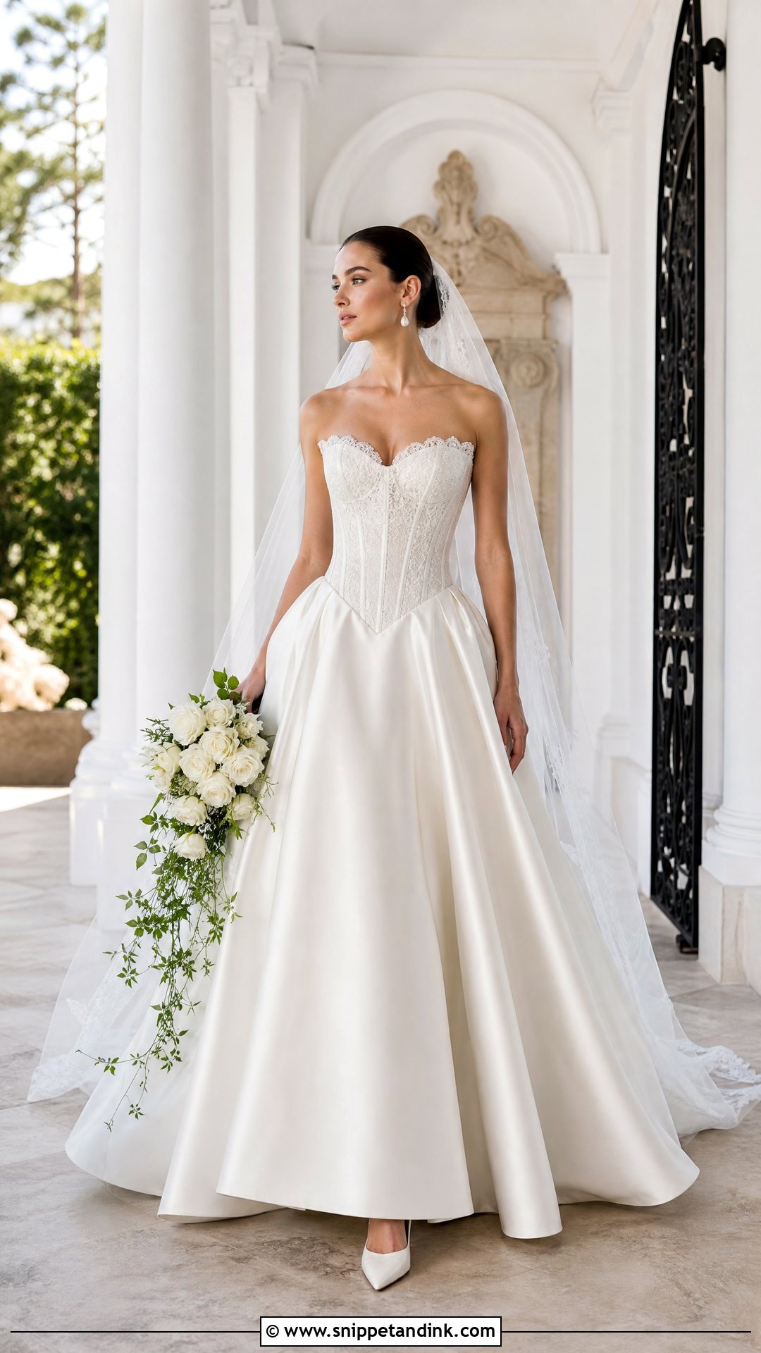 Basque Waist Silk Lace Wedding Dress - Snippet and Ink - 20 Silk Lace Wedding Dress Ideas