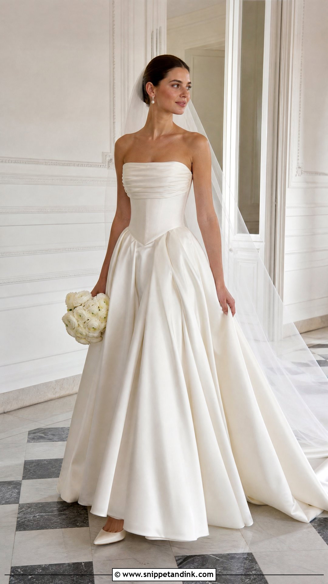 Basque Waist Silk Satin Wedding Dress - Snippet and Ink - 20 Silk Satin Wedding Dress Ideas