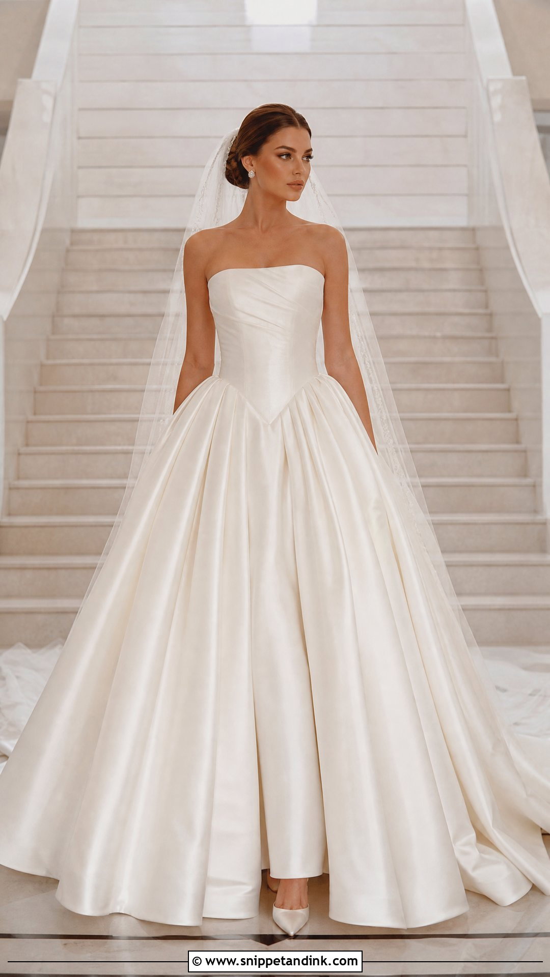 Basque Waist Silk Satin Wedding Gown - Snippet and Ink - 20 Silk Satin Wedding Gown Ideas