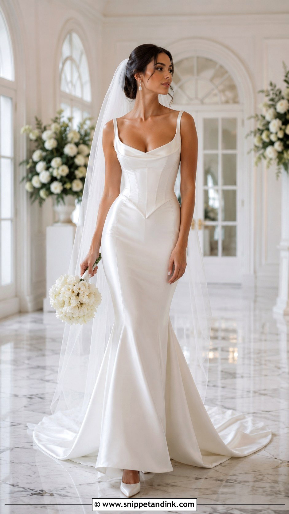 Basque Waist Siren Wedding Dress - Snippet and Ink - 30 Siren Wedding Dress Ideas