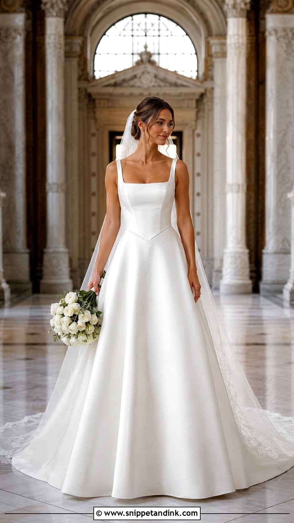 Basque Waist Square Neck A Line Wedding Dress - Snippet and Ink - 20 Square Neck a Line Wedding Dress Ideas