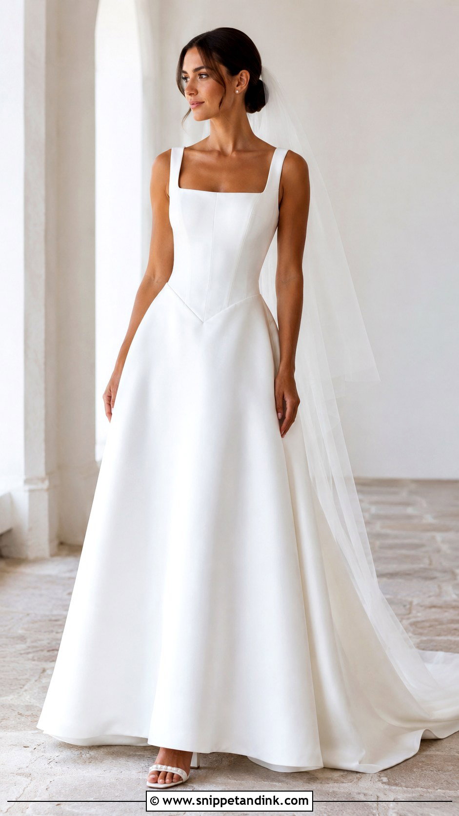 Basque Waist Square Neck Wedding Dress - Snippet and Ink - 25 Basque Wedding Dresses