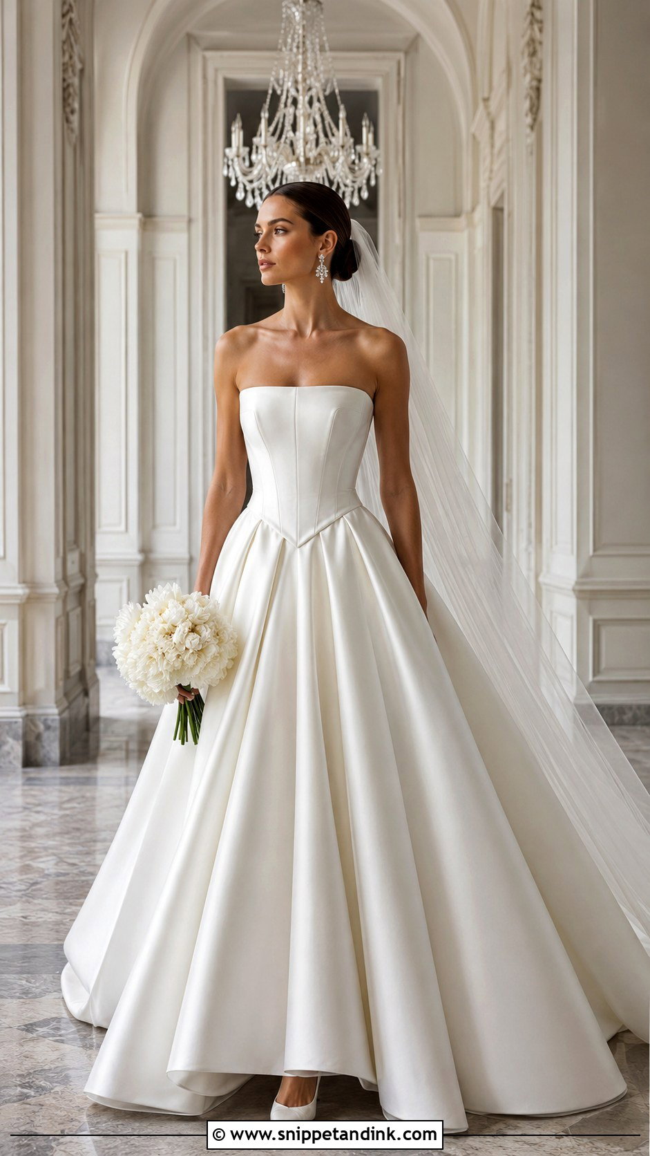 Basque Waist Straight Neckline Wedding Dress - Snippet and Ink - 20 Straight Neckline Wedding Dress Ideas