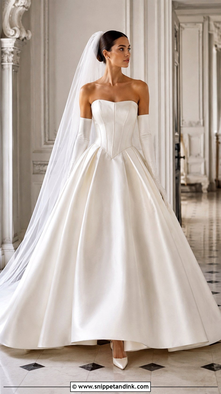 Basque Waist Strapless Corset Wedding Dress - Snippet and Ink - 20 Strapless Corset Wedding Dress Ideas