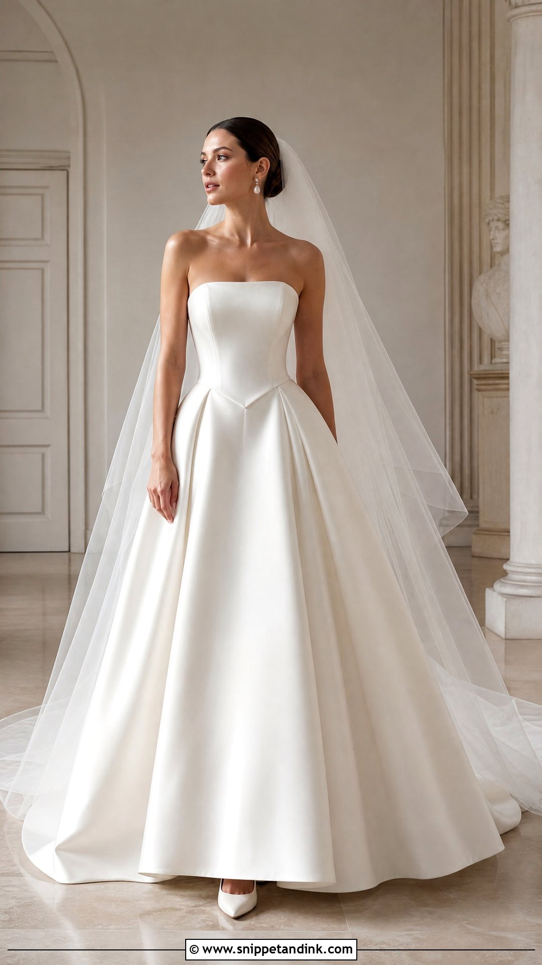 Basque Waist Strapless Wedding Dress - Snippet and Ink - 25 Simple Strapless Wedding Dress Ideas