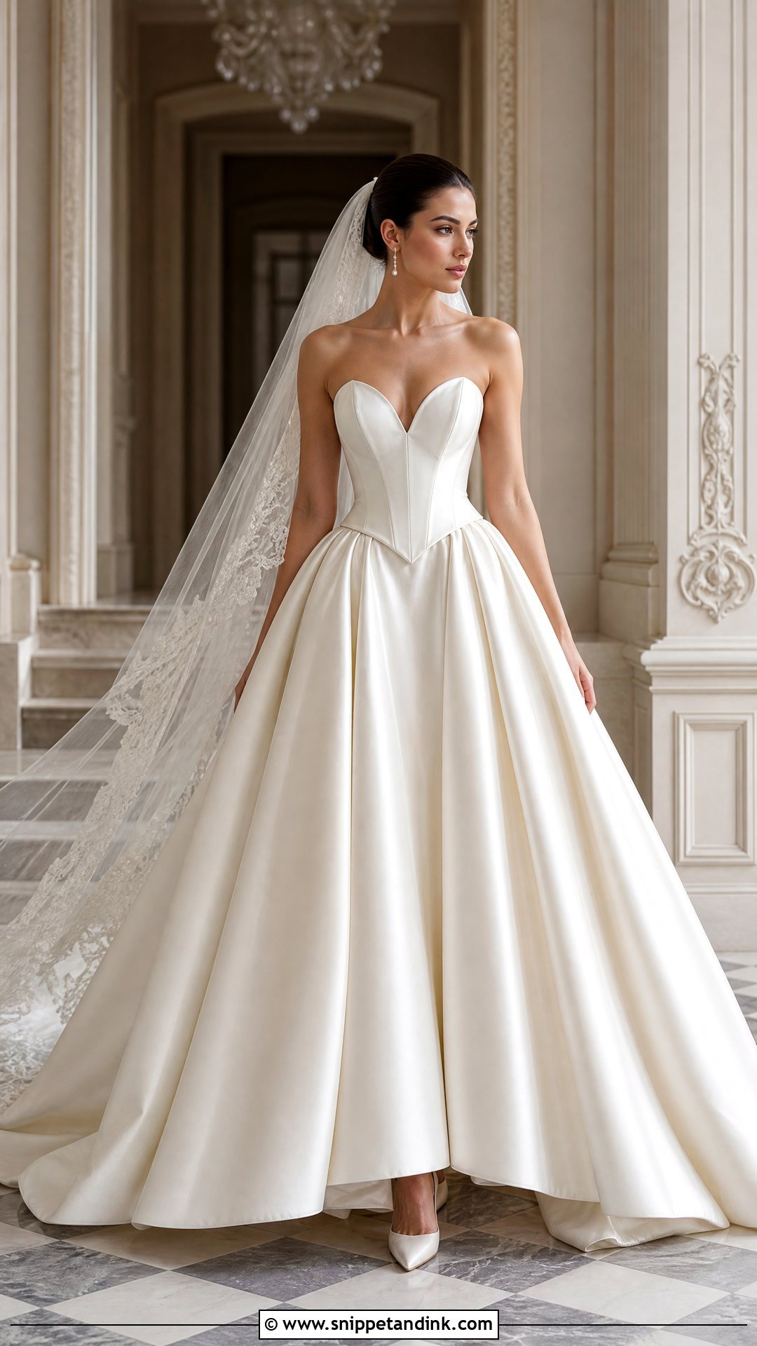 Basque Waist Strapless Wedding Dress - Snippet and Ink - 20 Wedding Dress Without Sleeves