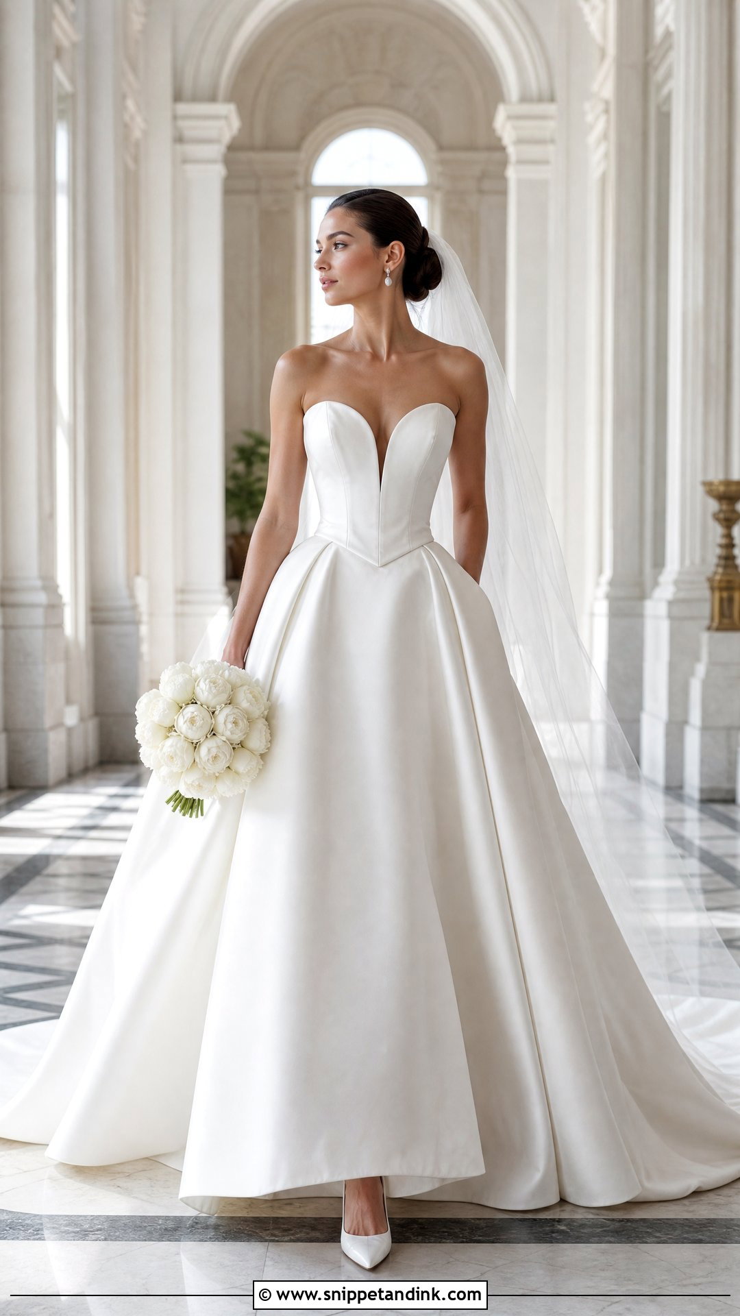 Basque Waist Strapless Wedding Dress - Snippet and Ink - 20 Wedding Dresses No Sleeves