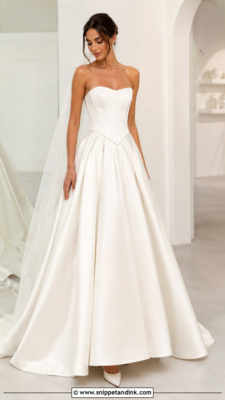 Basque Waist Strapless Wedding Dress - Snippet and Ink - 25 Basque Wedding Dresses