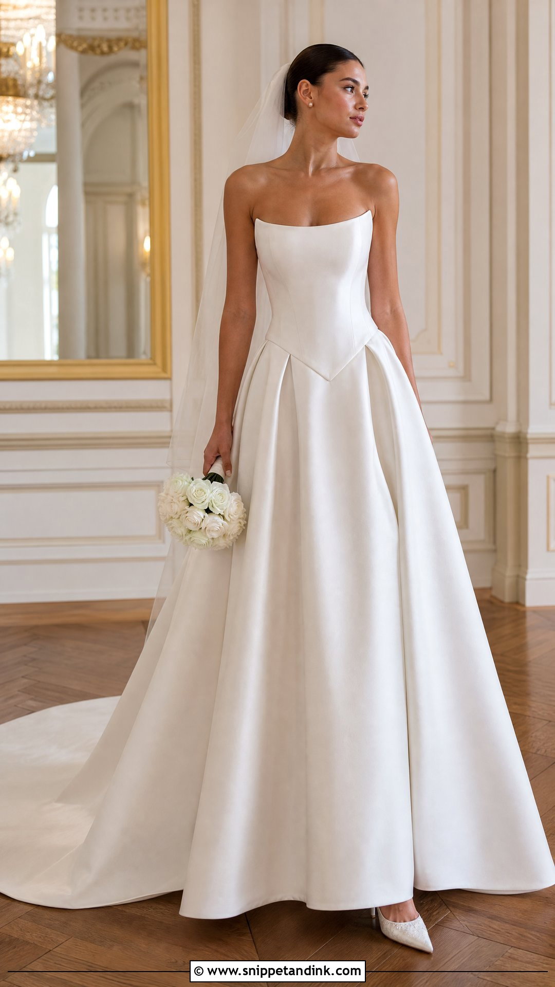 Basque Waist Sweep Train Wedding Dress - Snippet and Ink - 20 Sweep Train Wedding Dress Ideas