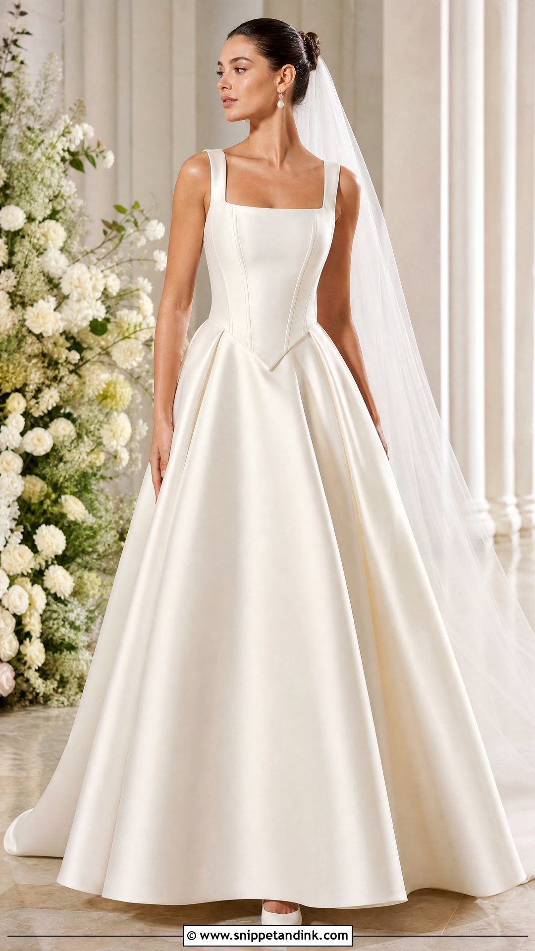 Basque Waist Thick Strap Wedding Dress - Snippet and Ink - 20 Thick Strap Wedding Dress Ideas