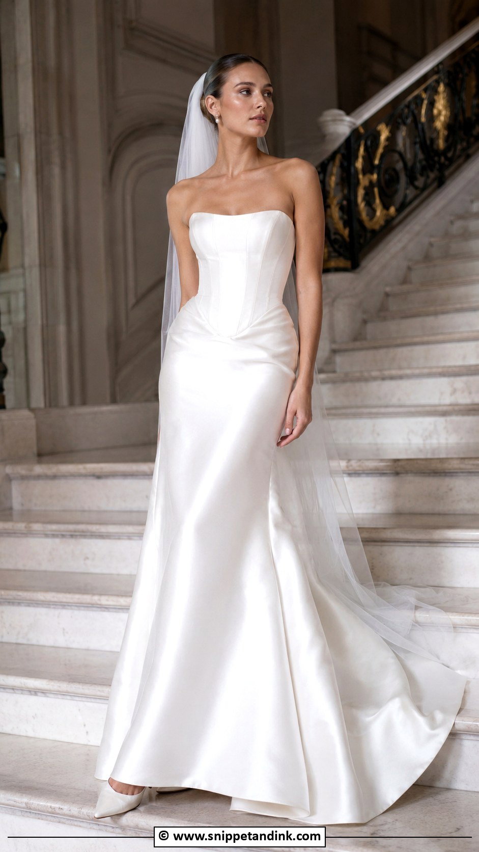 Basque Waist Trumpet Wedding Dress - Snippet and Ink - 30 Trumpet Wedding Dress Ideas
