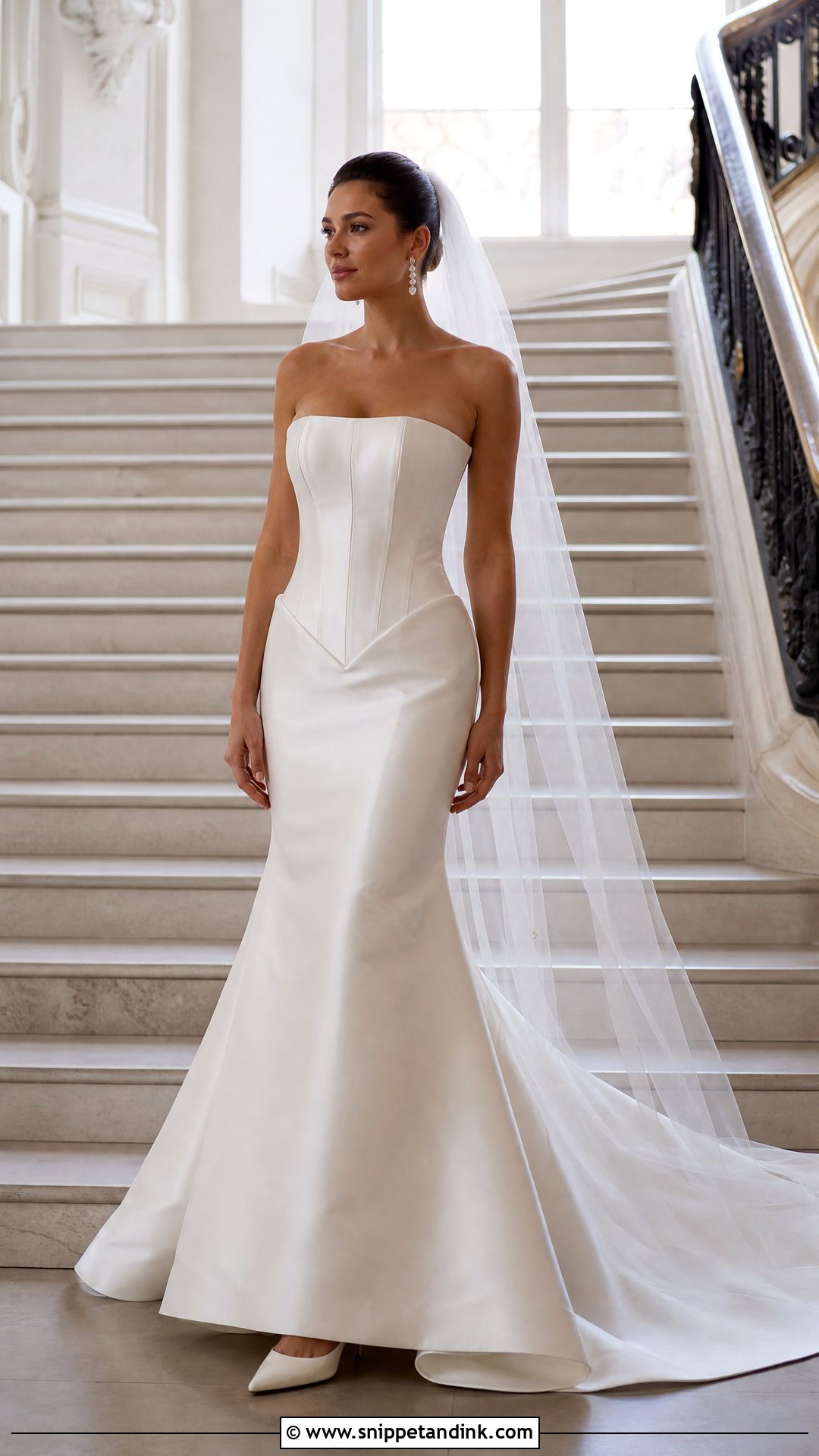 Basque Waist Trumpet Wedding Gown - Snippet and Ink - 20 Trumpet Wedding Gown Ideas