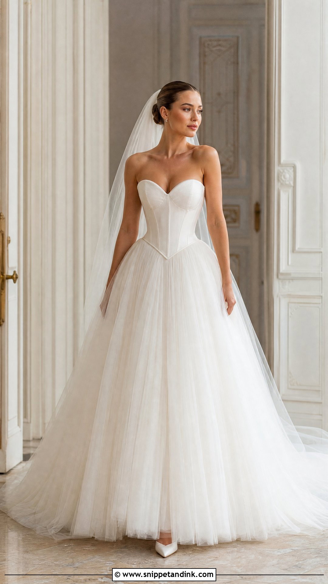 Basque Waist Tulle Skirt Wedding Dress - Snippet and Ink - 20 Tulle Skirt Wedding Dress Ideas