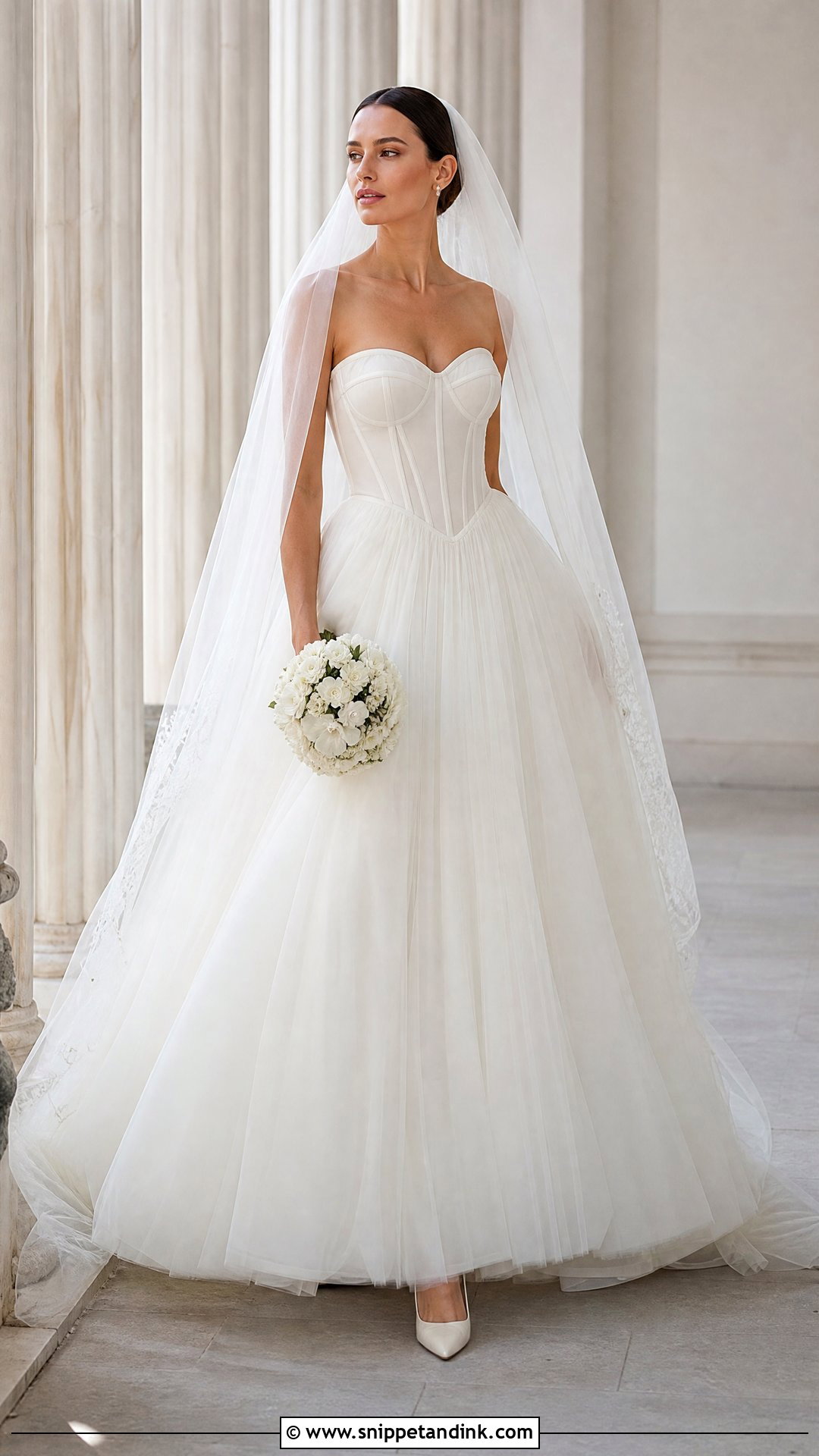 Basque Waist Tulle Wedding Dress - Snippet and Ink - 20 Tulle Wedding Dresses