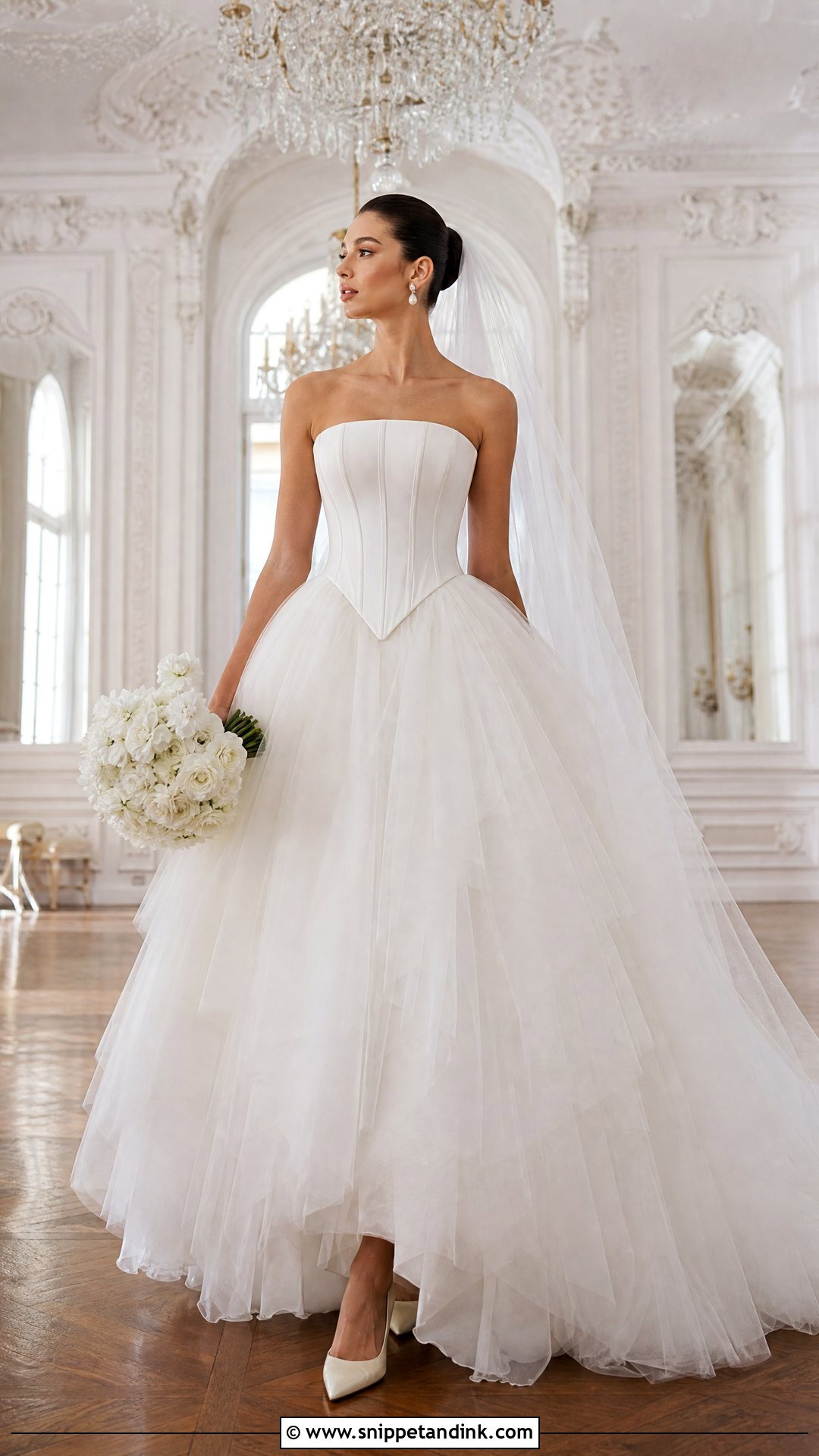 Basque Waist Tulle Wedding Dress Ballgown - Snippet and Ink - 20 Tulle Wedding Dress Ballgown Ideas