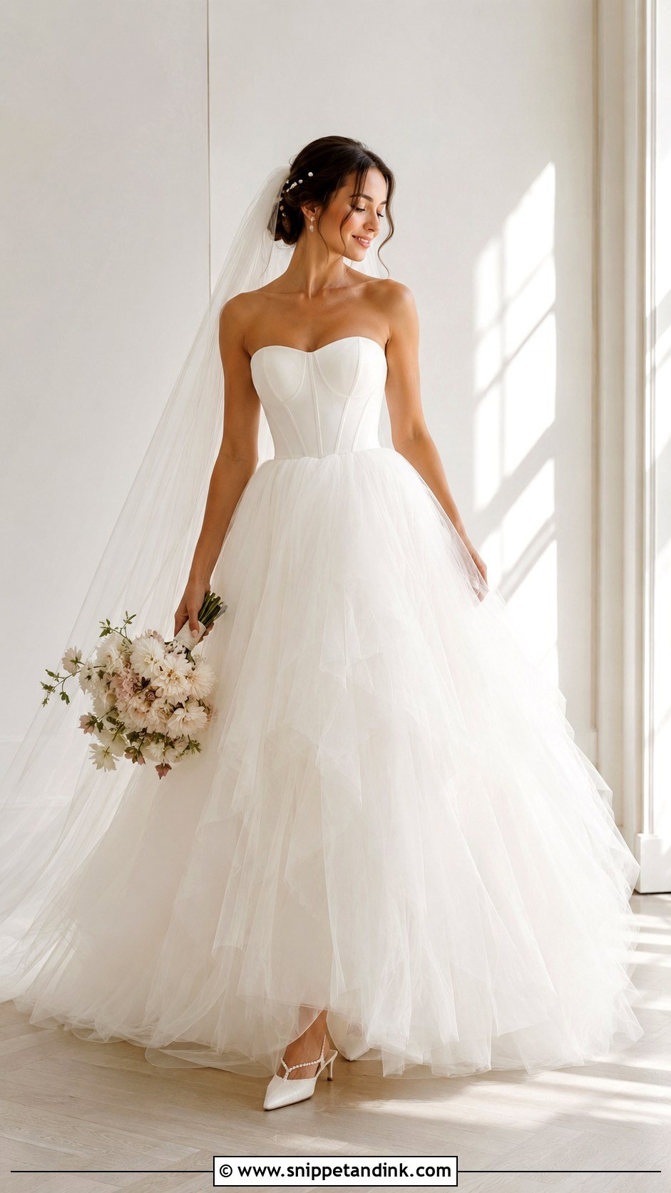 Basque Waist Tulle Wedding Dress - Snippet and Ink - 25 Basque Wedding Dresses