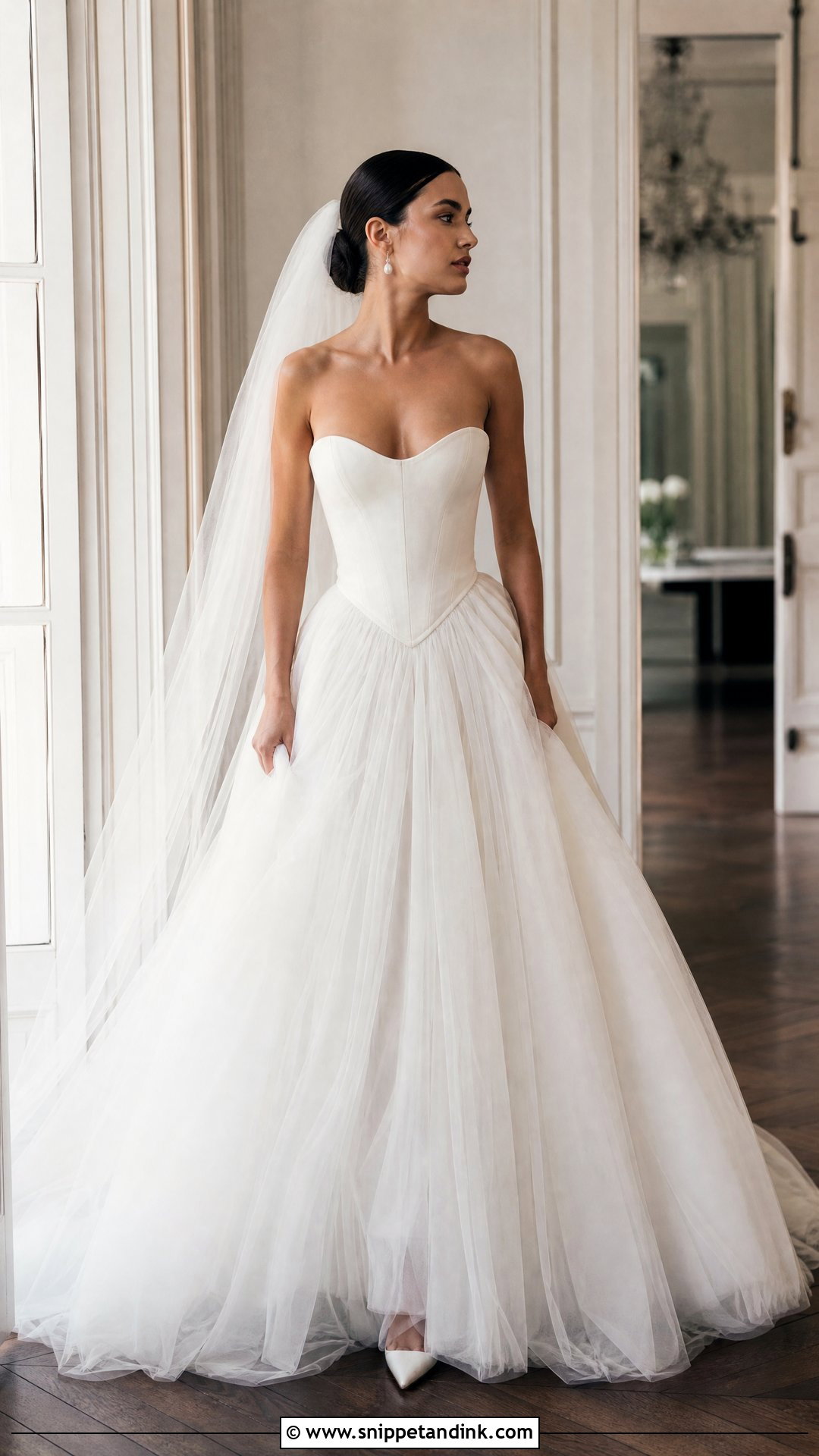 Basque Waist Tulle Wedding Gown - Snippet and Ink - 25 Tulle Wedding Gown Ideas