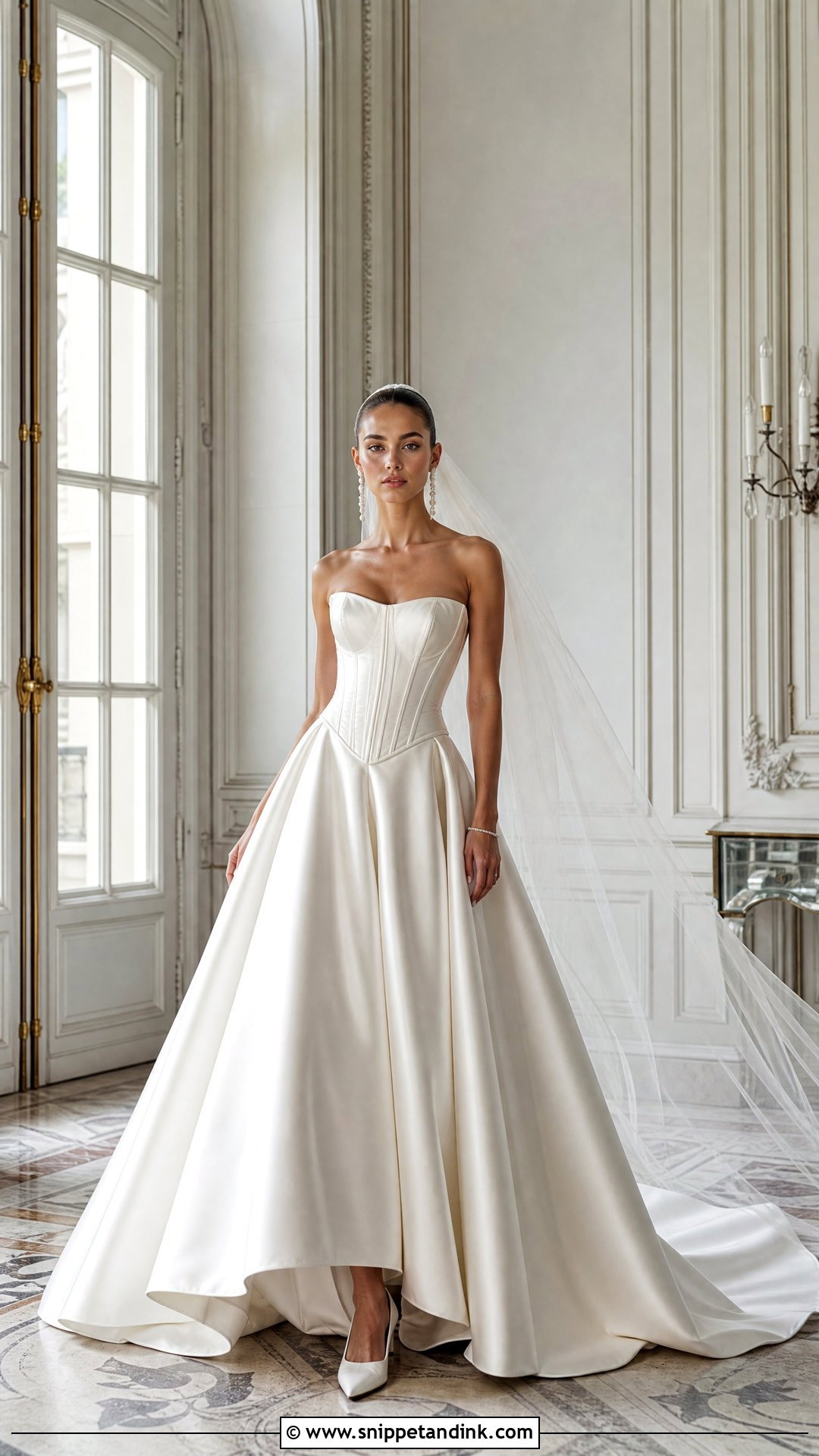 Basque Waist Wedding Corset Top With Full Skirt - Snippet and Ink - 20 Wedding Corset Top Ideas