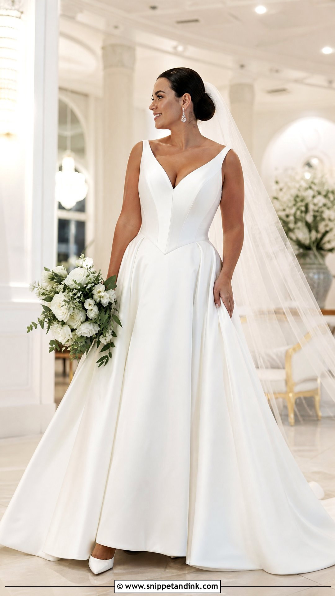Basque Waist Wedding Dress - Snippet and Ink - 20 Wedding Dresses for Chubby Brides