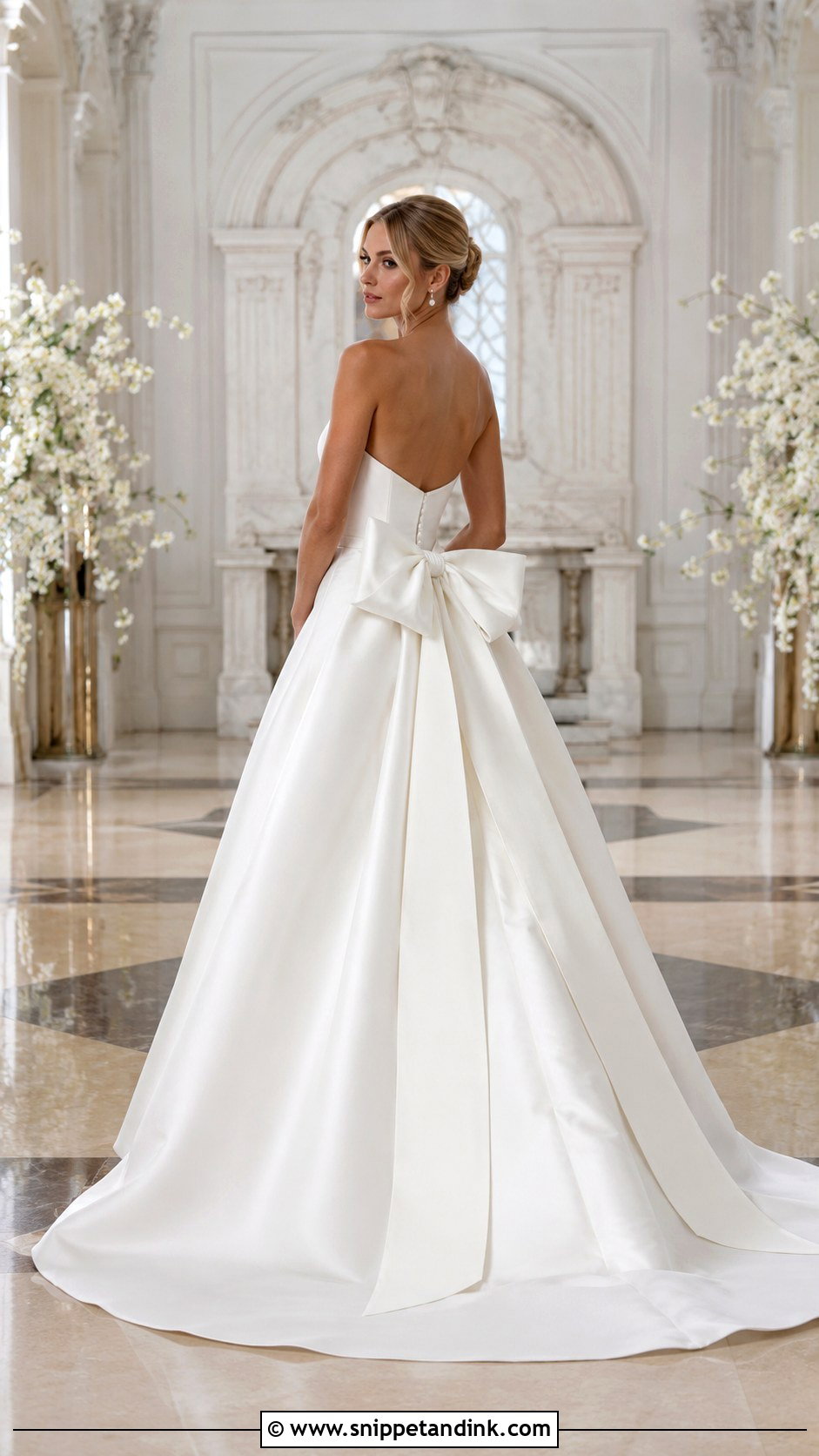 Basque Waist Wedding Dress With Back Bow - Snippet and Ink - 20 Wedding Dress with Bow on Back Ideas
