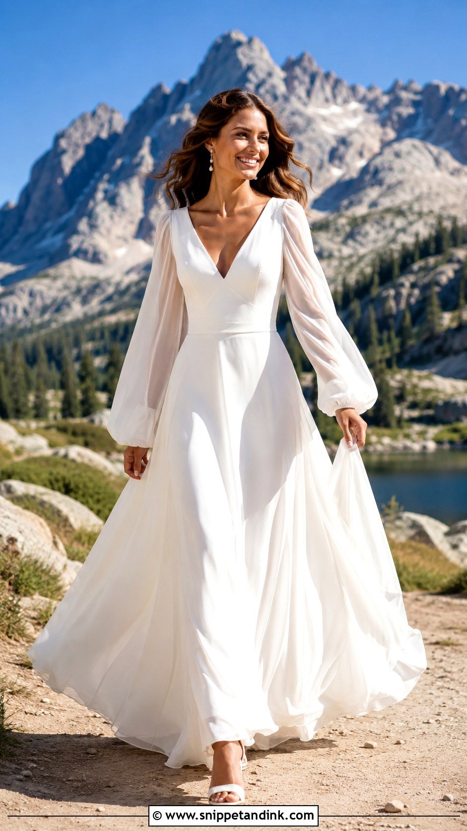 Basque Waist Wedding Dress With Bishop Sleeves - Snippet and Ink - 25 Basque Waist Wedding Dress with Sleeves