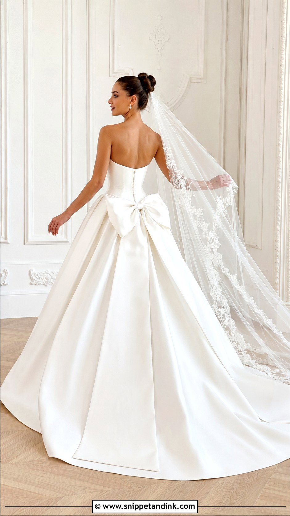 Basque Waist Wedding Dress With Bow Back - Snippet and Ink - 20 Basque Waist Wedding Ideas