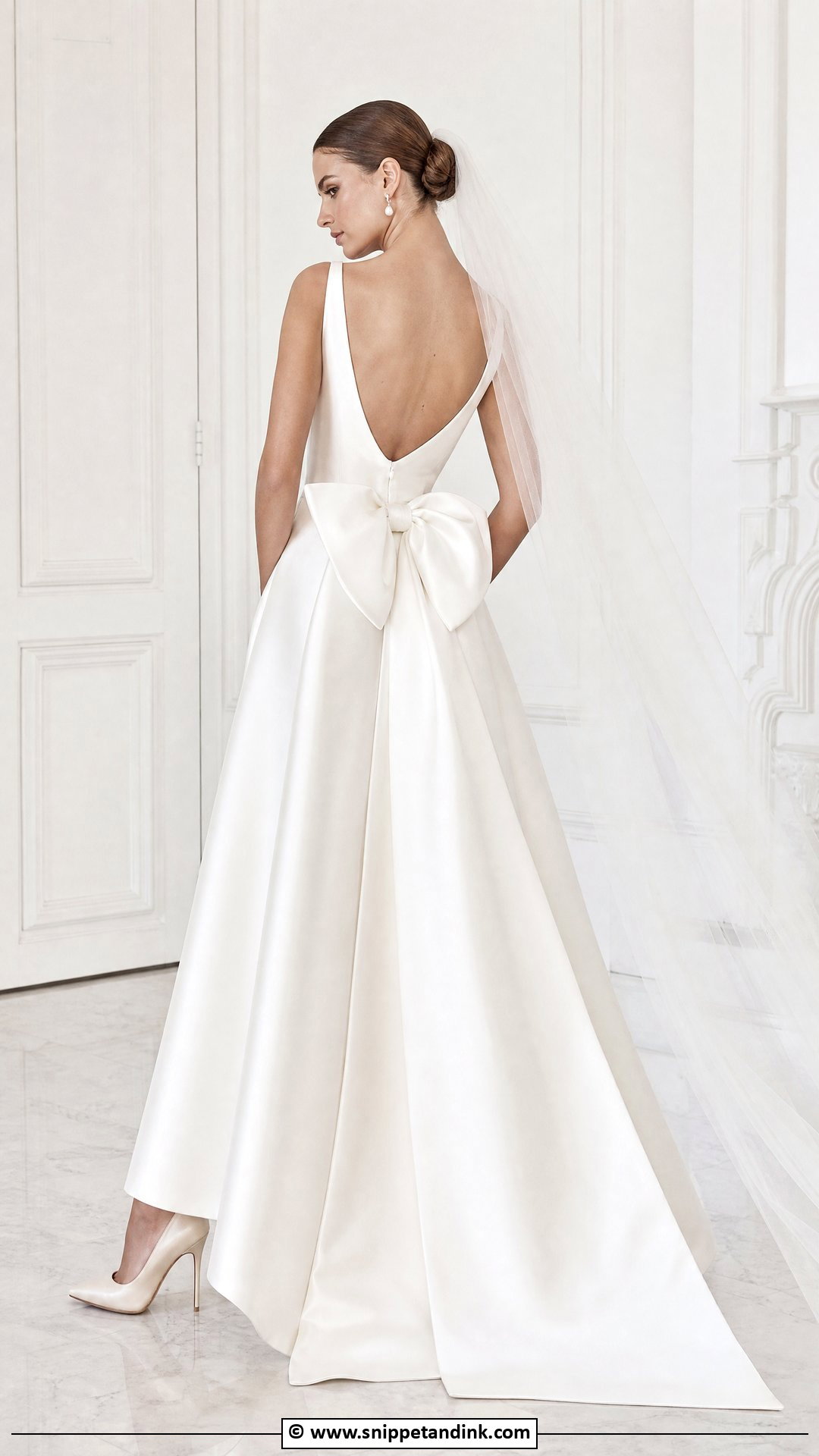 Basque Waist Wedding Dress With Bow - Snippet and Ink - 35 Basque Waist Wedding Dress Ideas